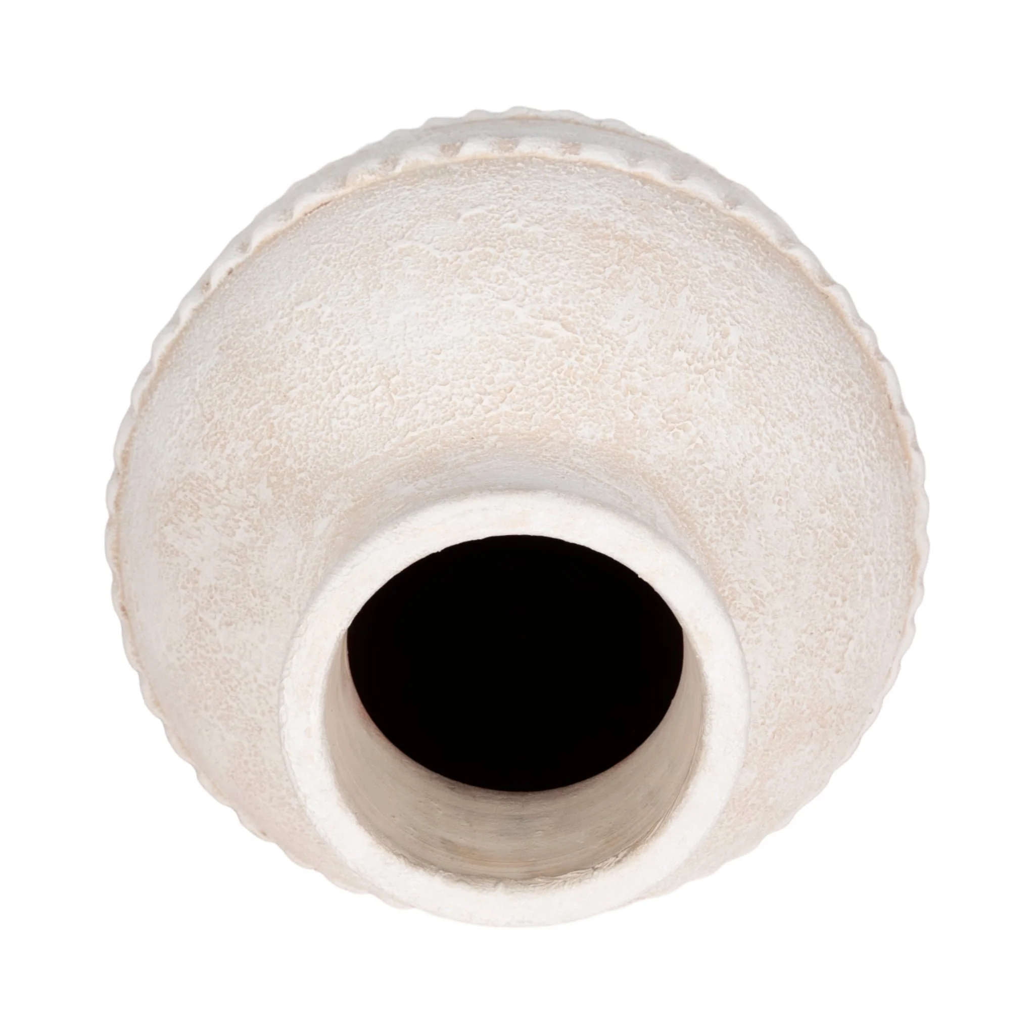 16" Traditional Textured Terracotta Vase, Ivory - Image 5