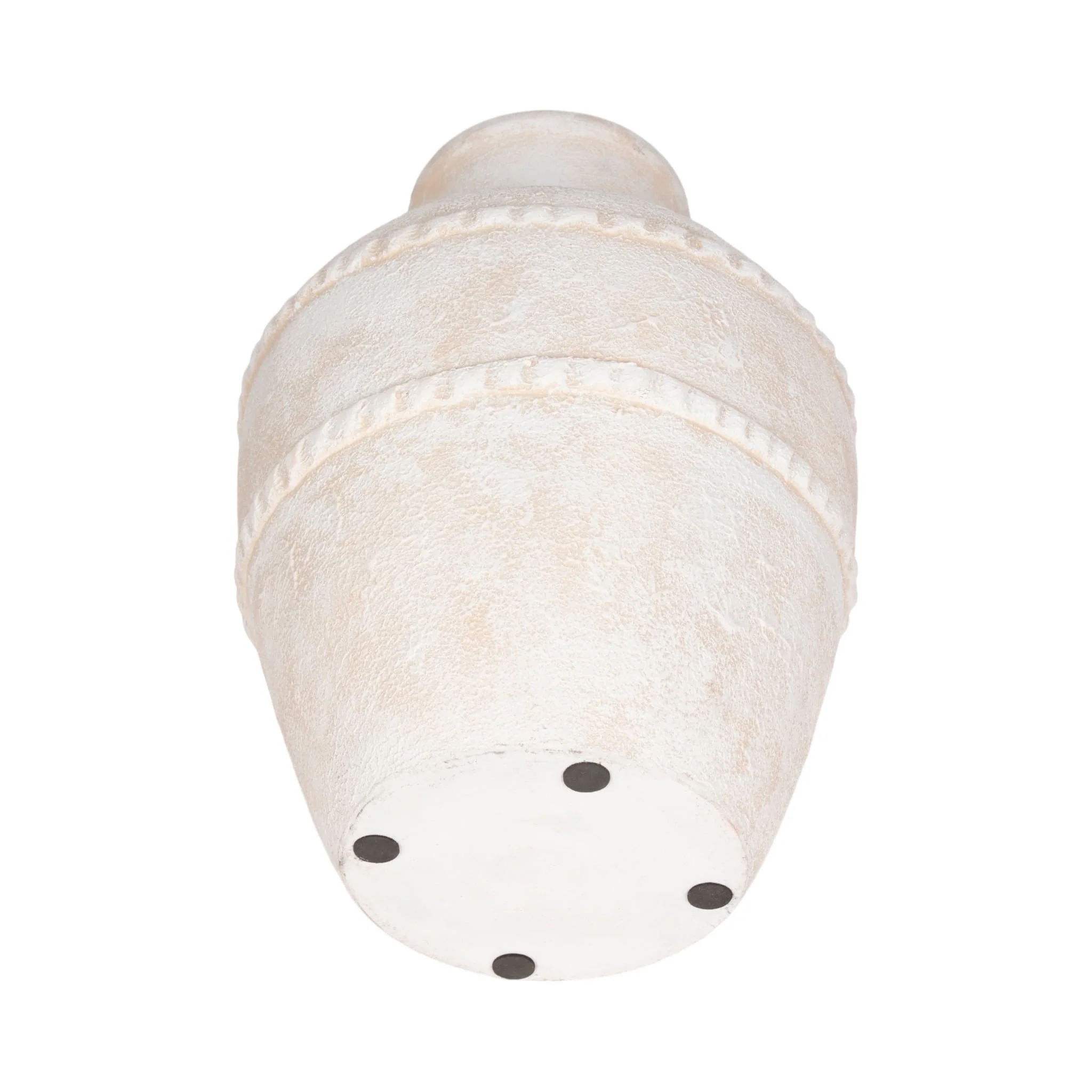 16" Traditional Textured Terracotta Vase, Ivory - Image 6