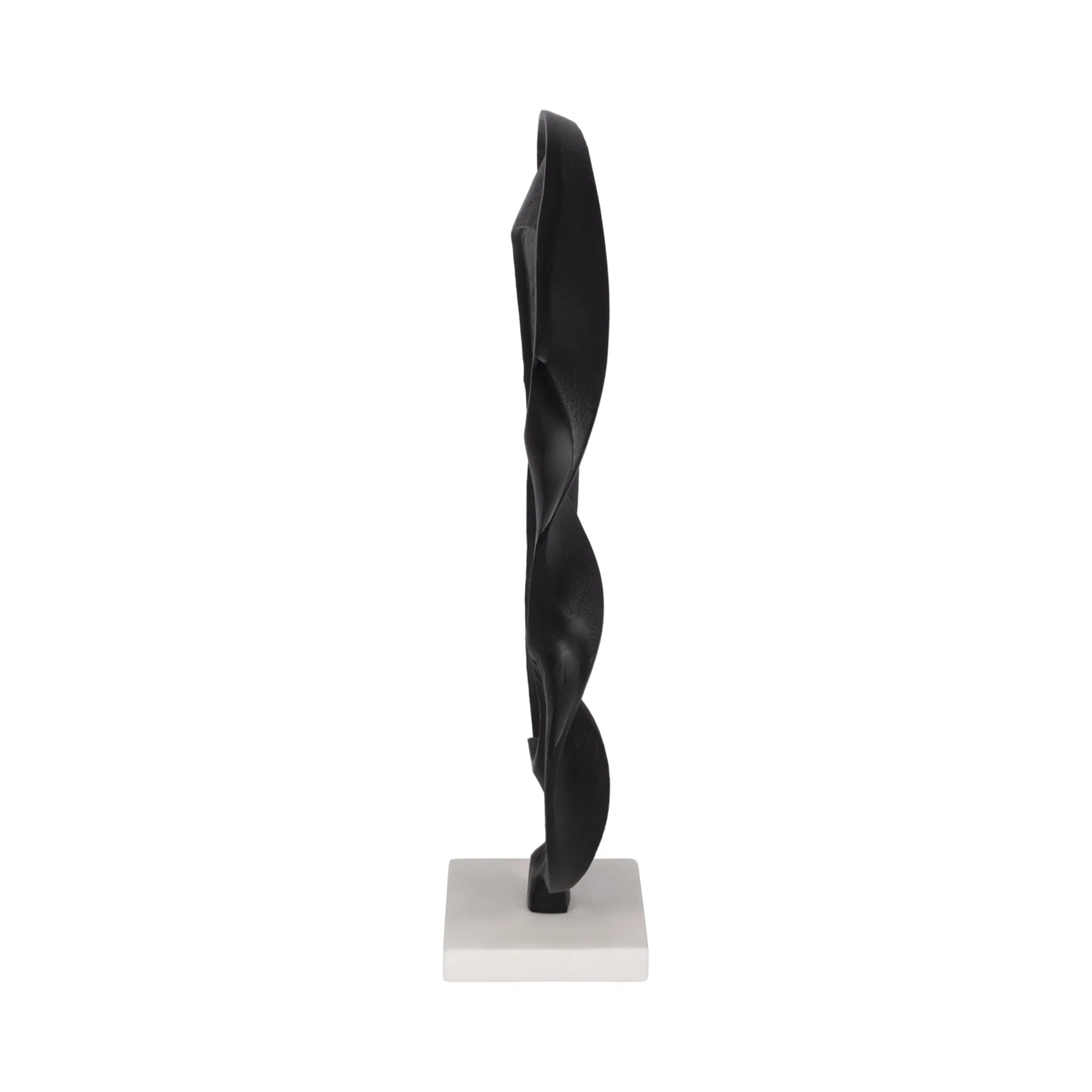 16" Twisted Sculpture On Marble Base, Black/white - Image 3