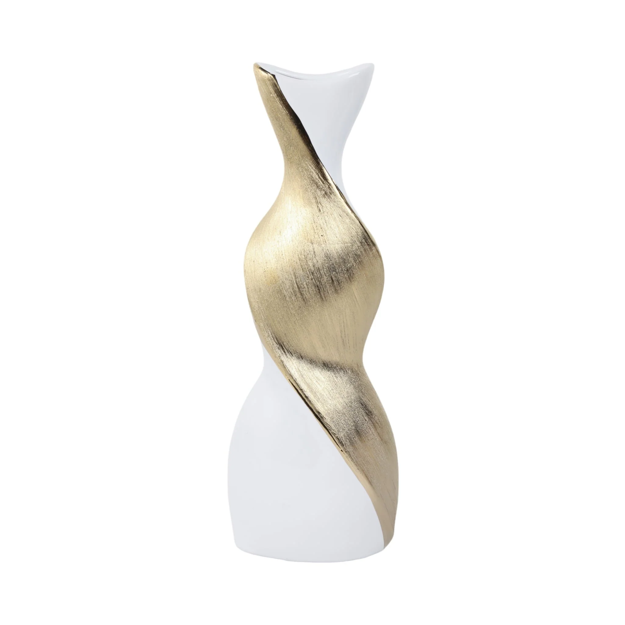 16" Twisted Vase, White/gold - Image 4