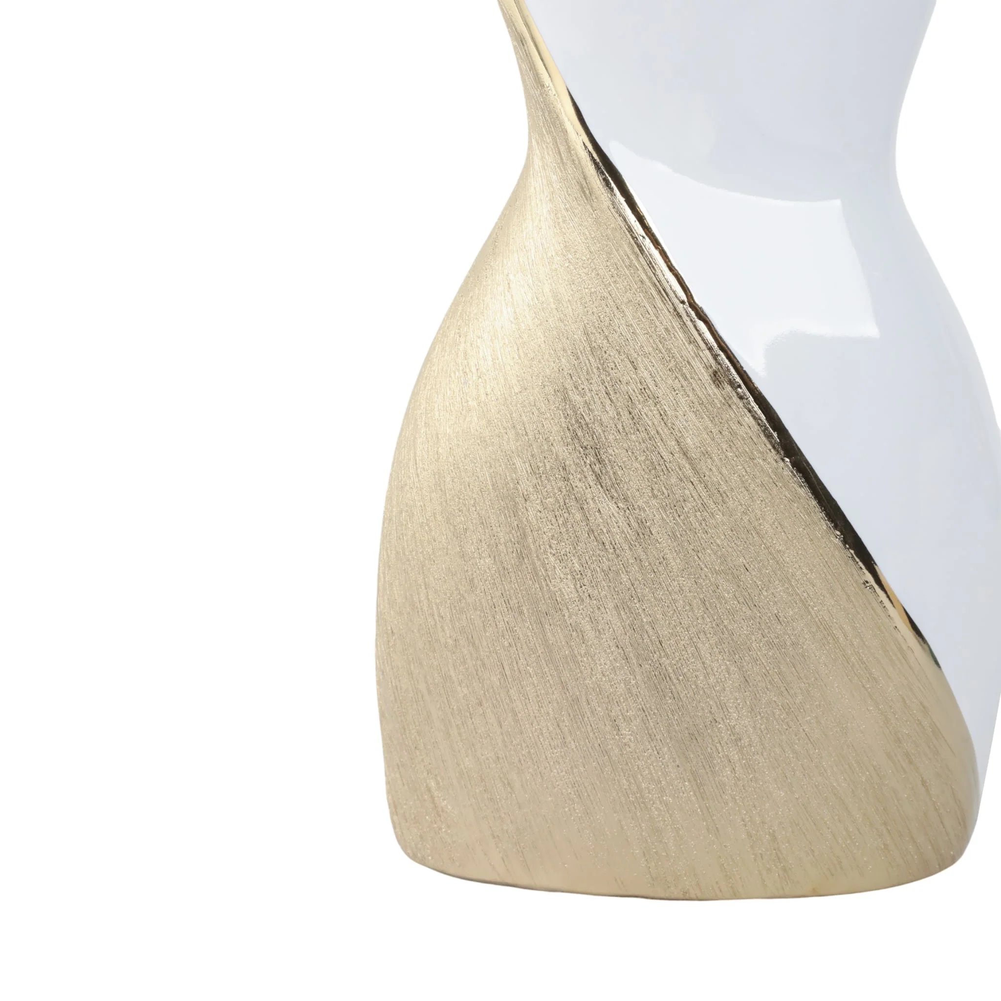 16" Twisted Vase, White/gold - Image 5