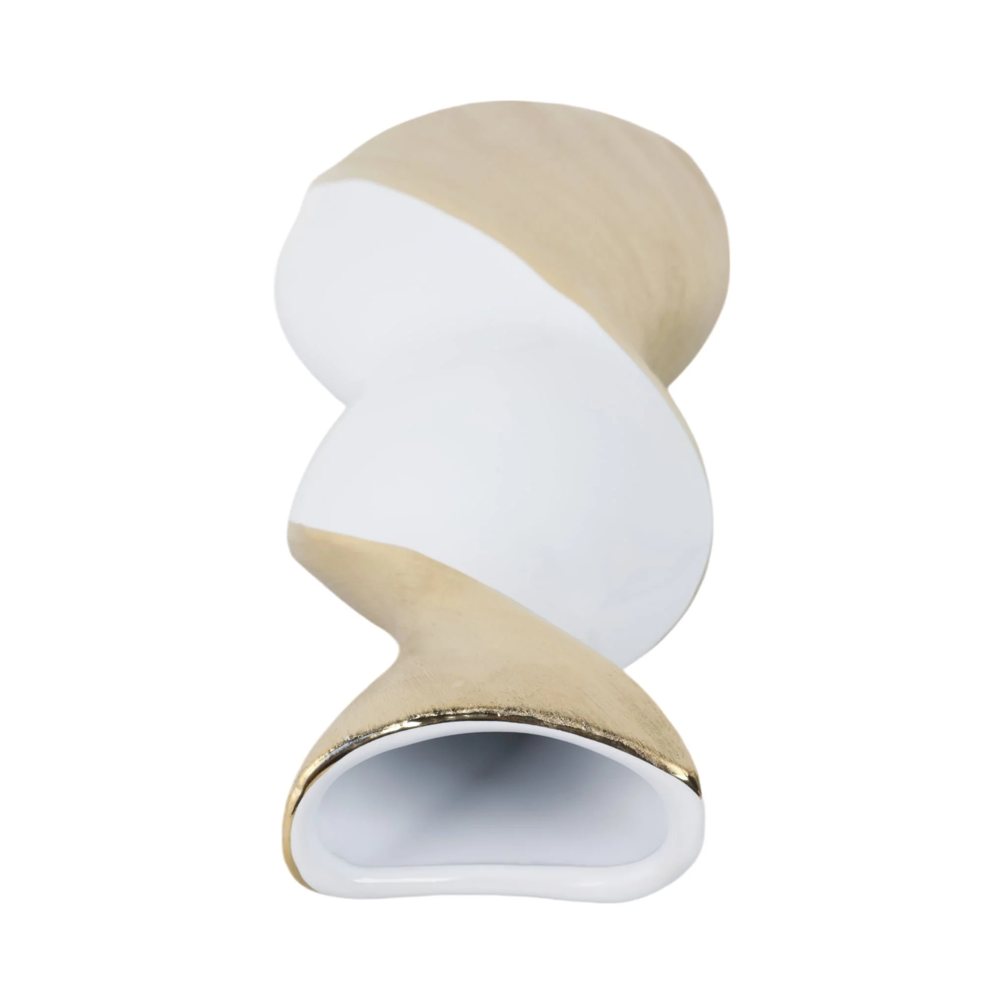 16" Twisted Vase, White/gold - Image 6