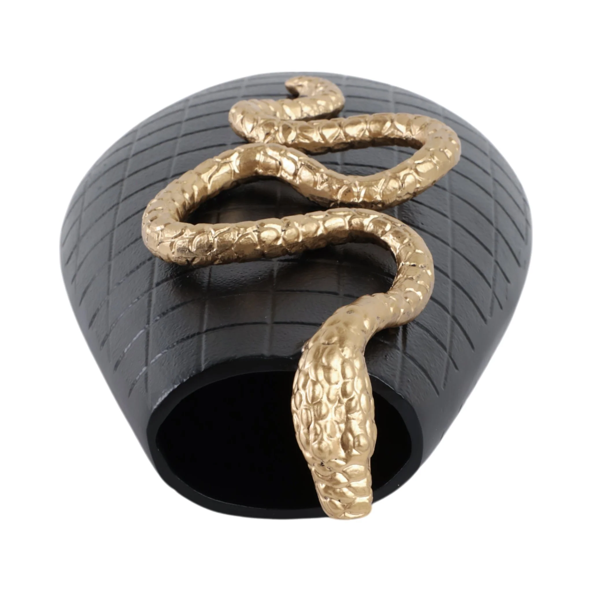 16x10" Curved Snake On Vase, Black/gold - Image 6