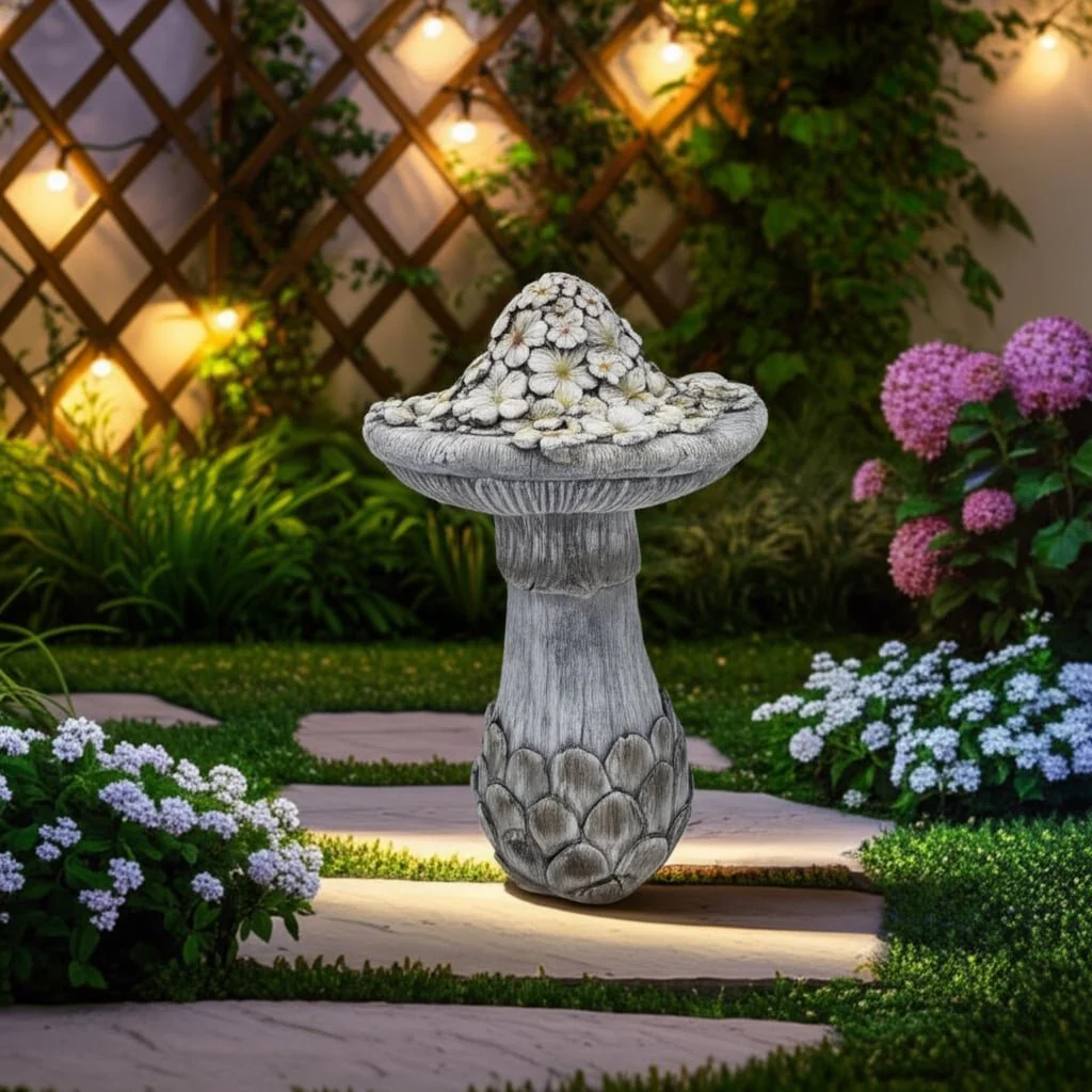 16x10" Garden Mushroom With Solar, Grey Multi - Image 12
