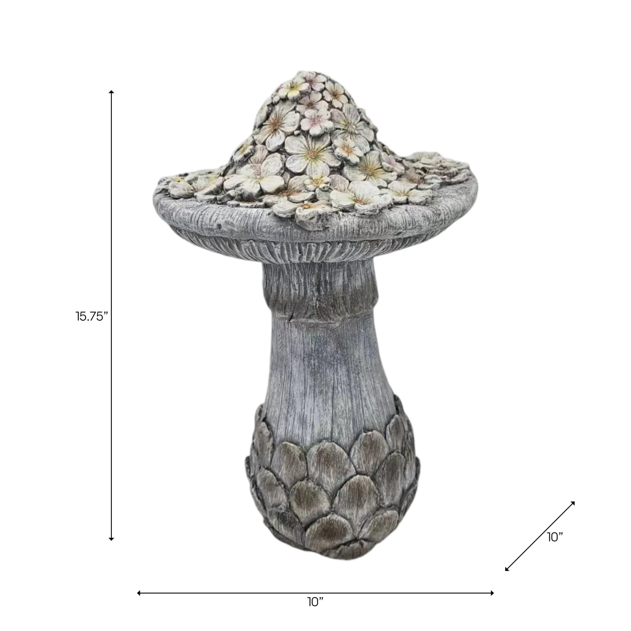 16x10" Garden Mushroom With Solar, Grey Multi - Image 9