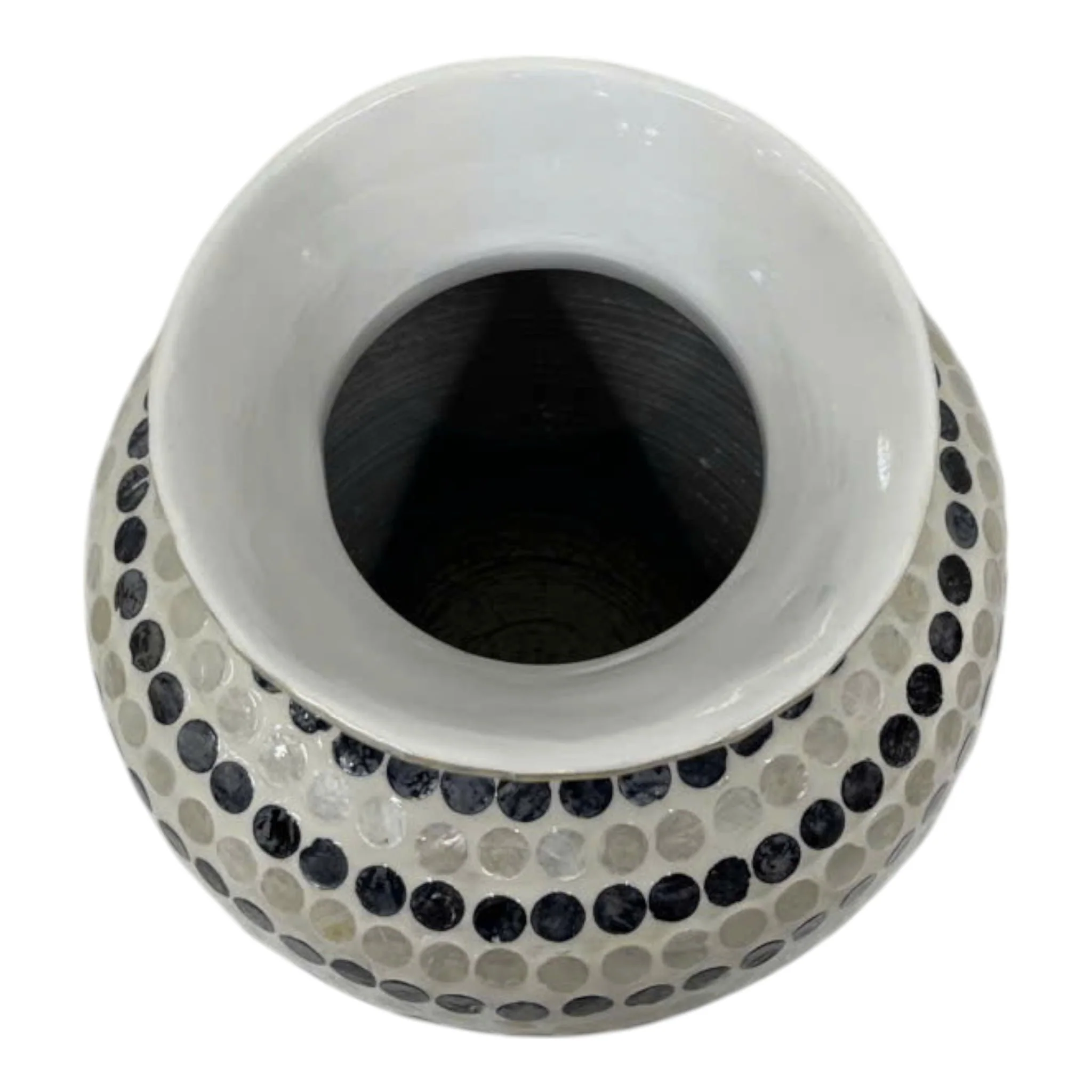 16x12" Capiz Dots Vase, Ivory/blue - Image 3
