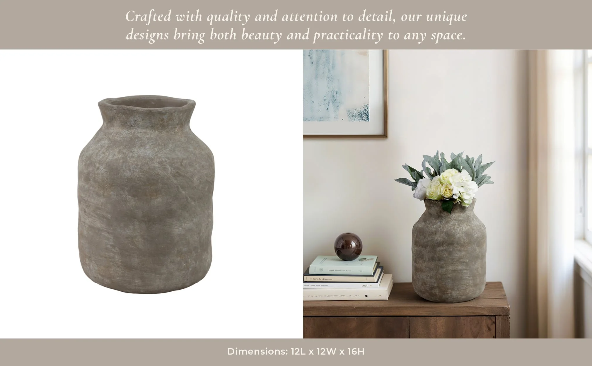 16x12" Milk Vase, Gray - Image 13