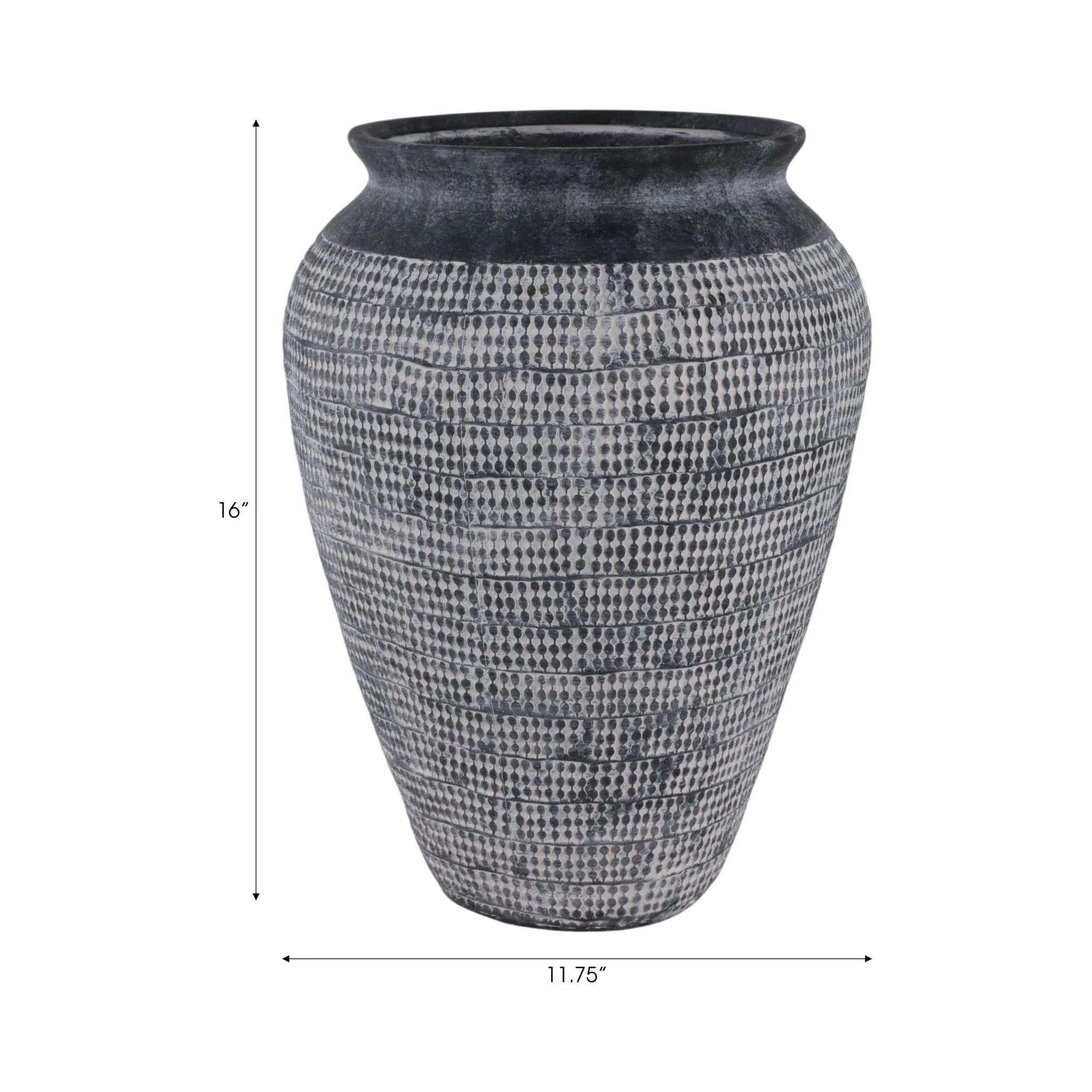 16x12" Textured Stoneware Vase, Black - Image 2