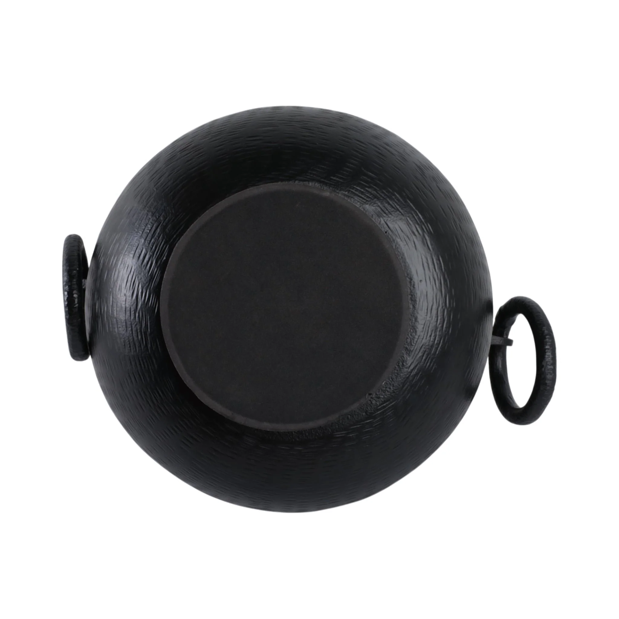 16x13" Metal Pedestal Bowl With Ring Handles, Blk - Image 7