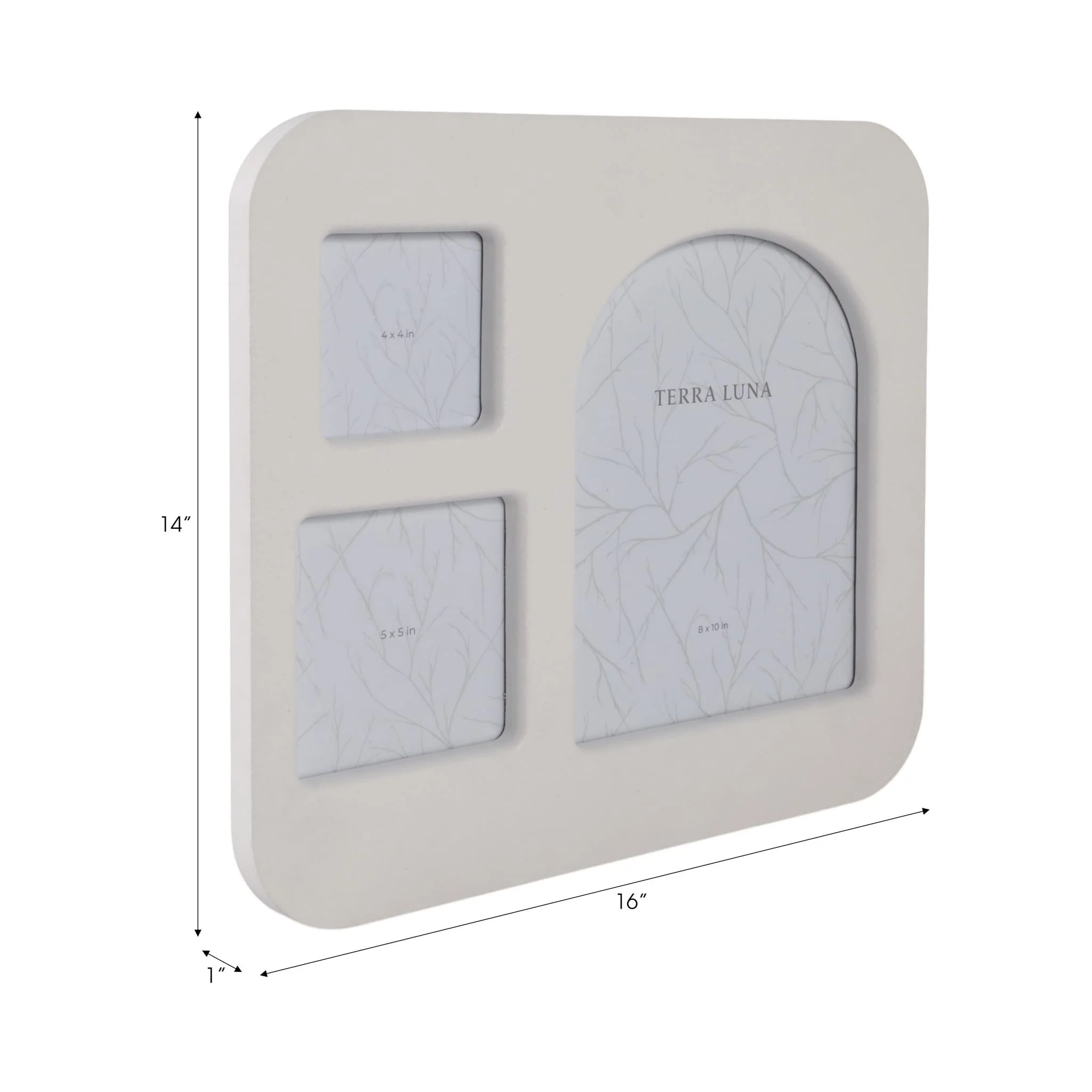 16x14" 3 Photo Collage Frame Textured, Ivory - Image 2