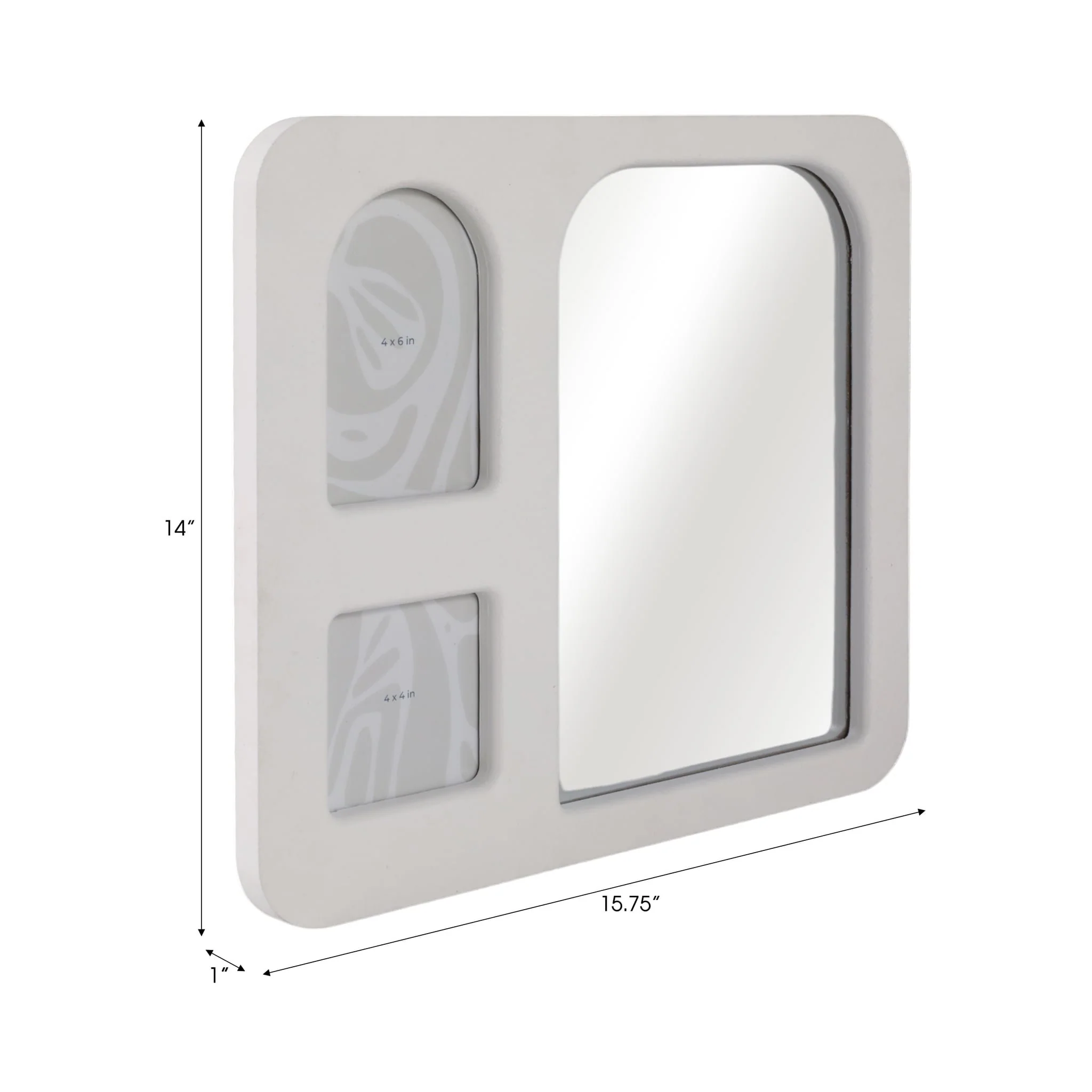 16x14" Mirror & 2 Photo Collage Frame Textured, Iv - Image 2
