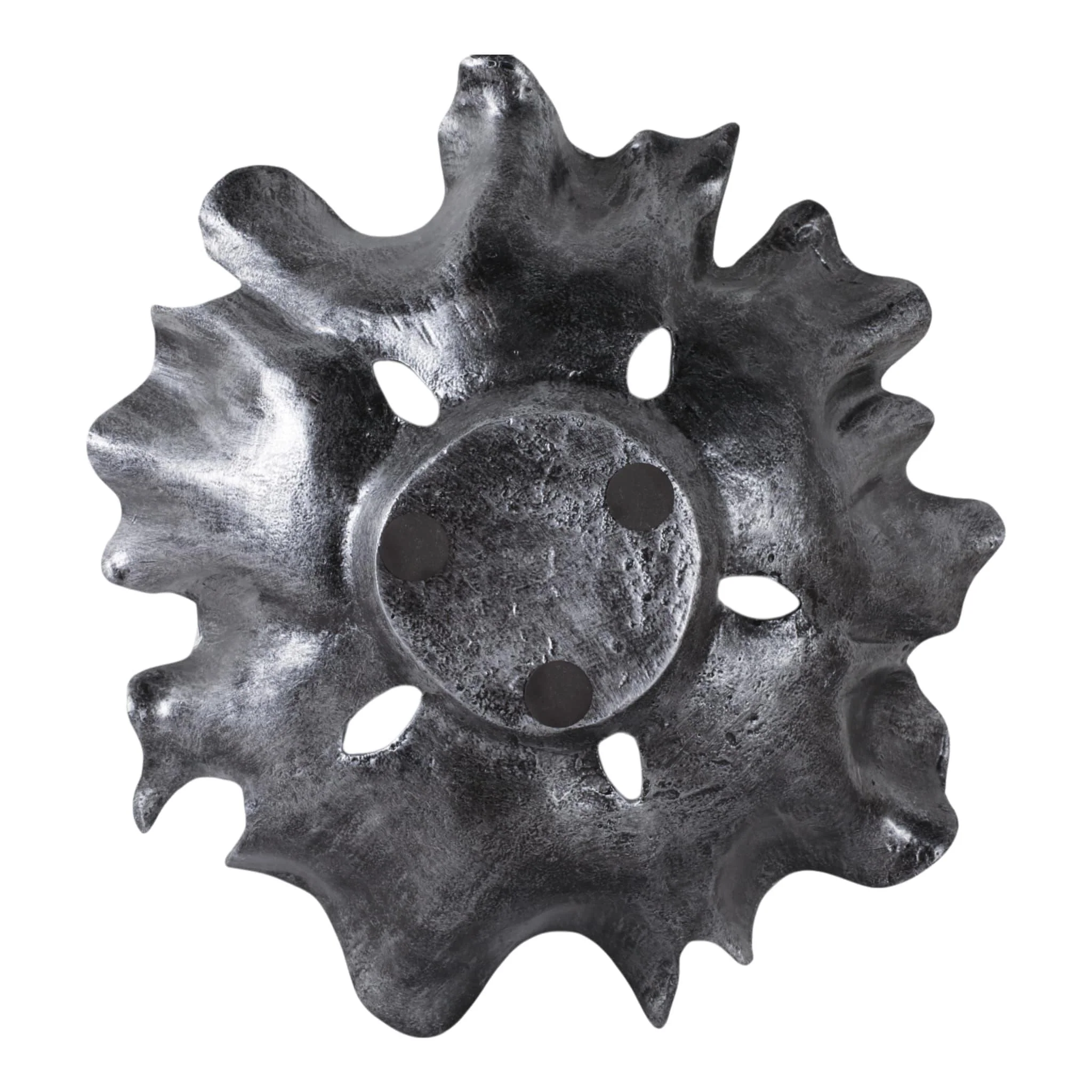 16x15" Abstract Flower Metal Bowl, Blue Multi - Image 7