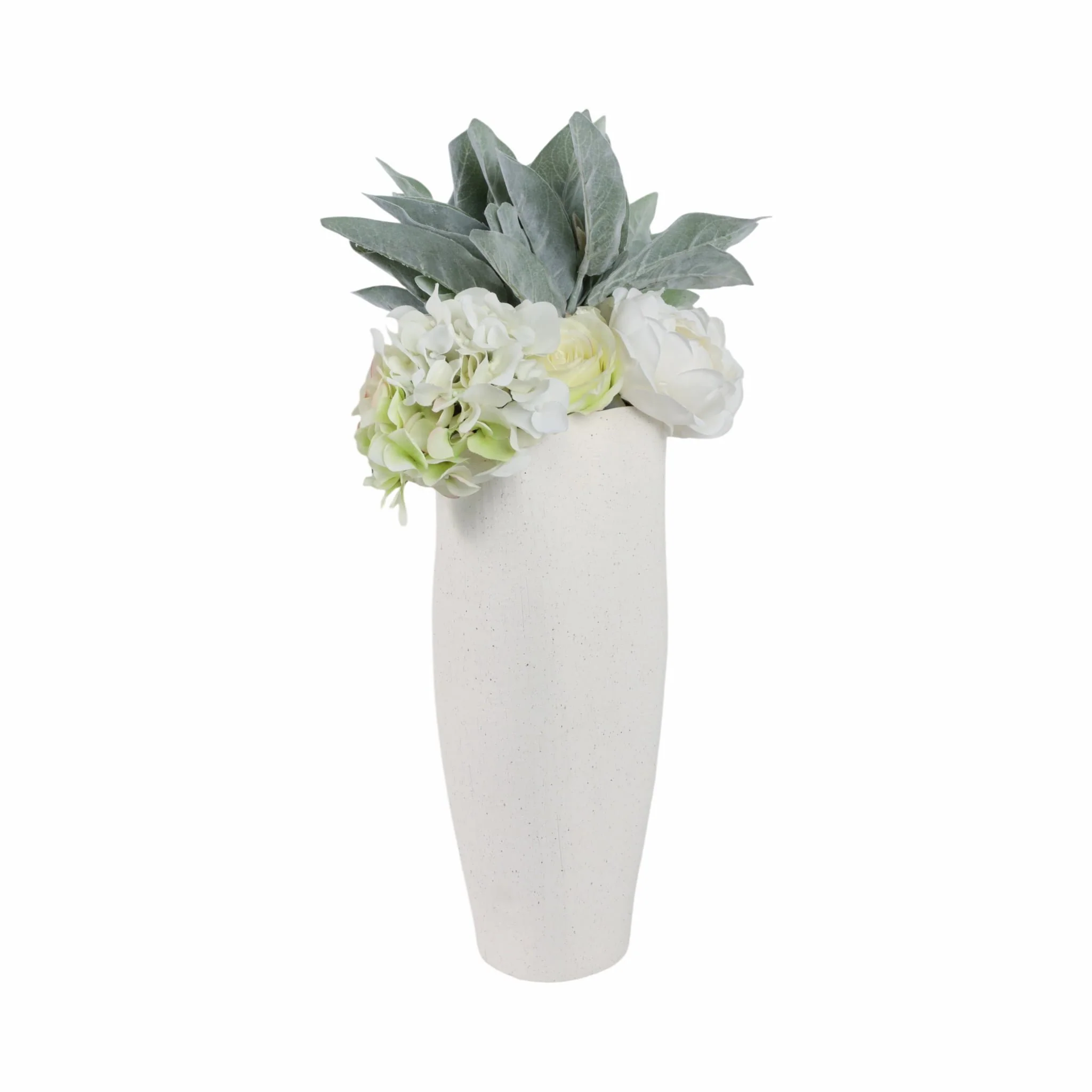 16x7" Textured Organic Vase Reactive Inside, White - Image 2
