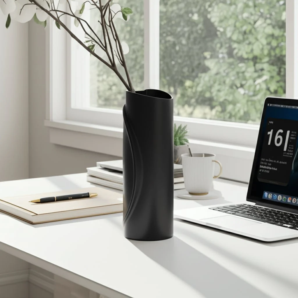 16x7" Wrap Around Vase, Black - Image 11