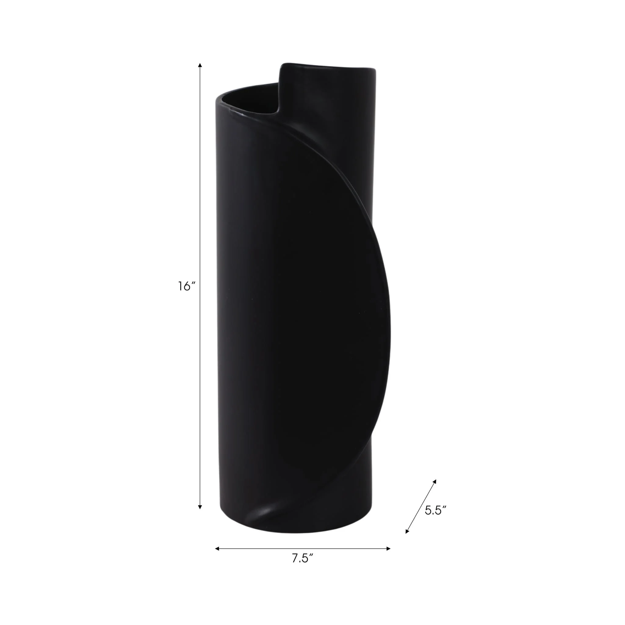 16x7" Wrap Around Vase, Black - Image 8