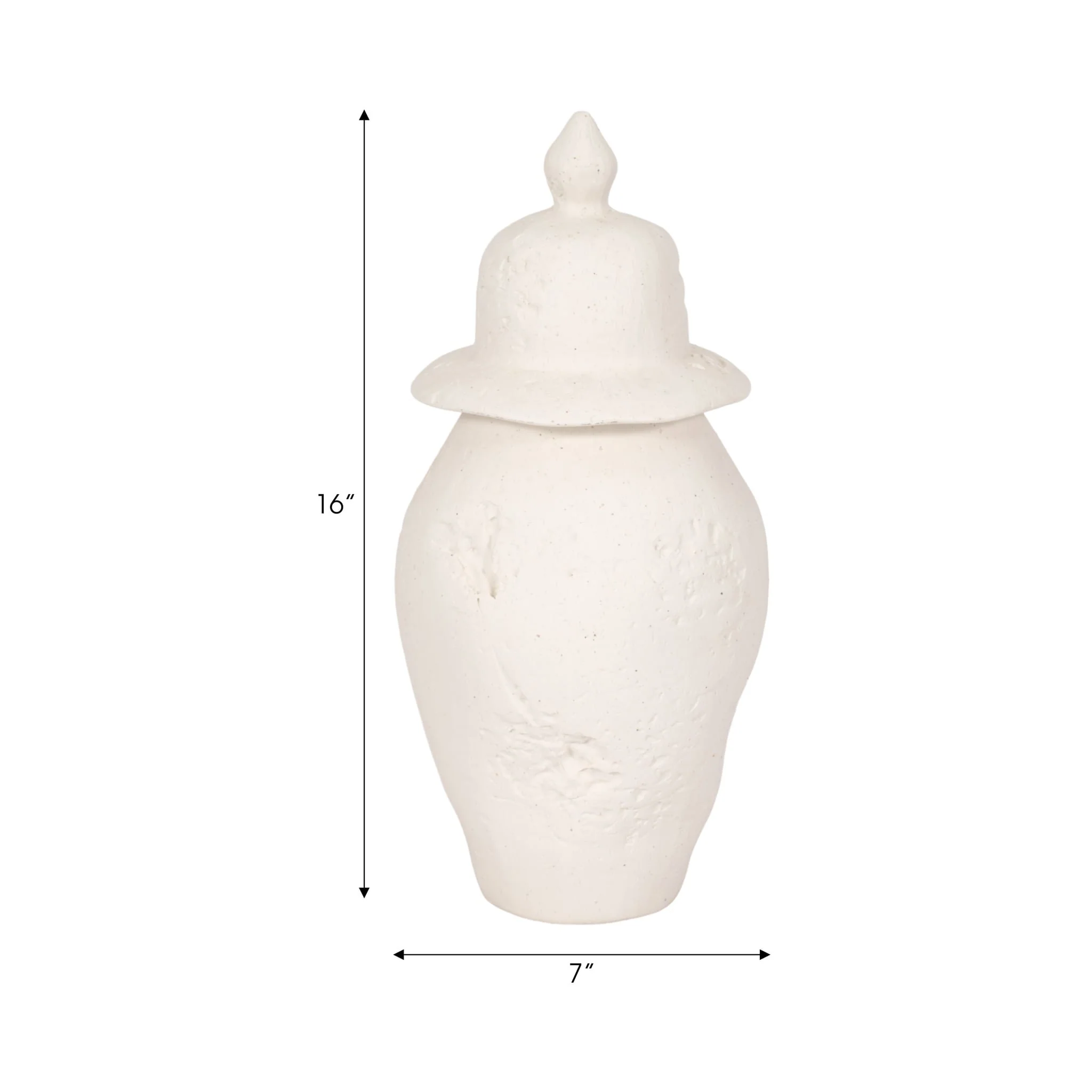 16x8" Cast Stone Finish Temple Jar, White - Image 8