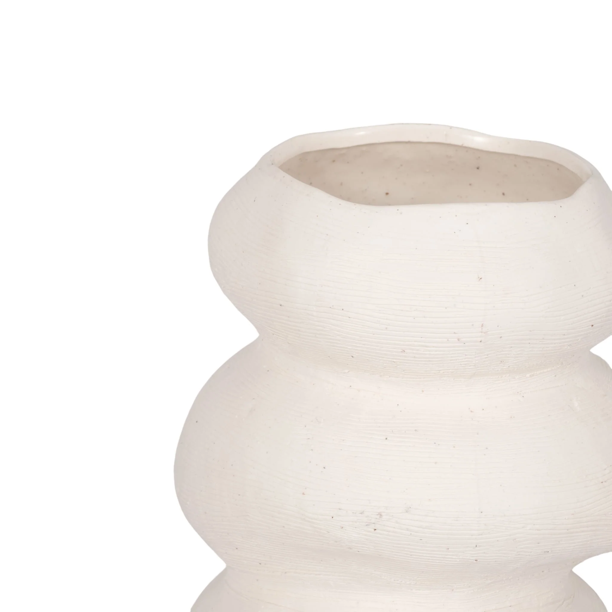 16x8" Hand Scribed Cairn Vase, White - Image 4