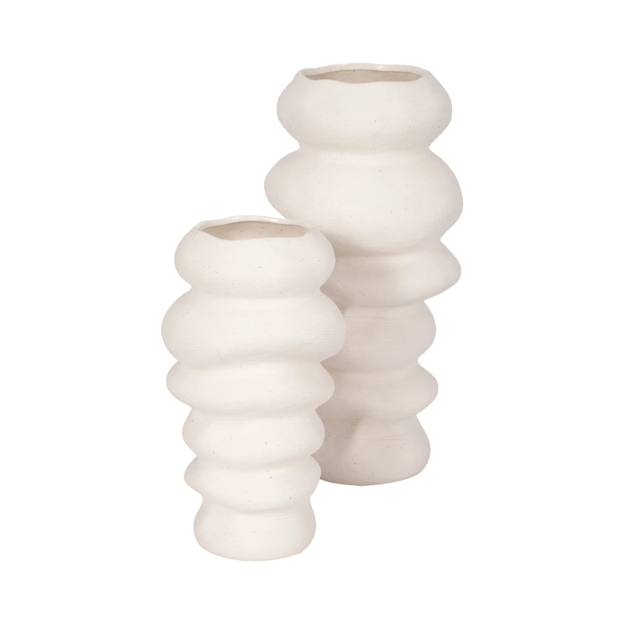 16x8" Hand Scribed Cairn Vase, White - Image 7