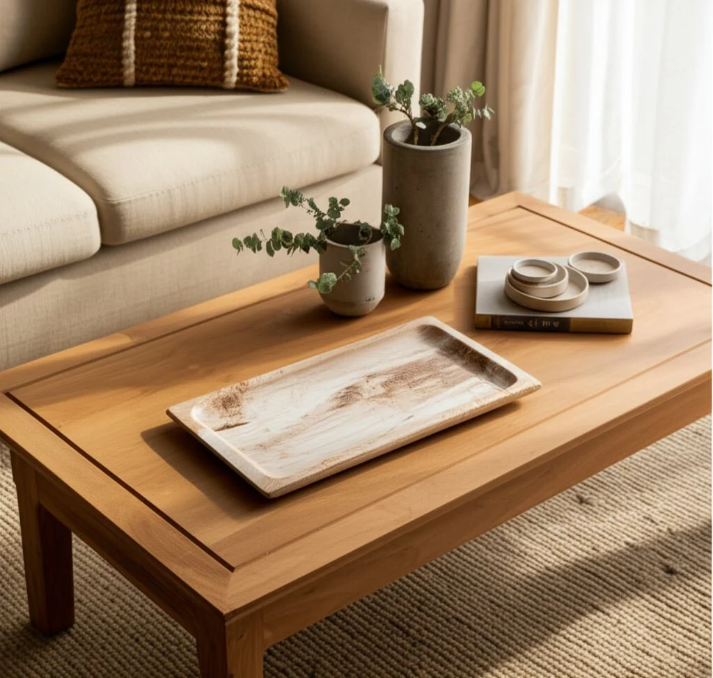 16x8" Petrified Wood Tray, Ivory - Image 9