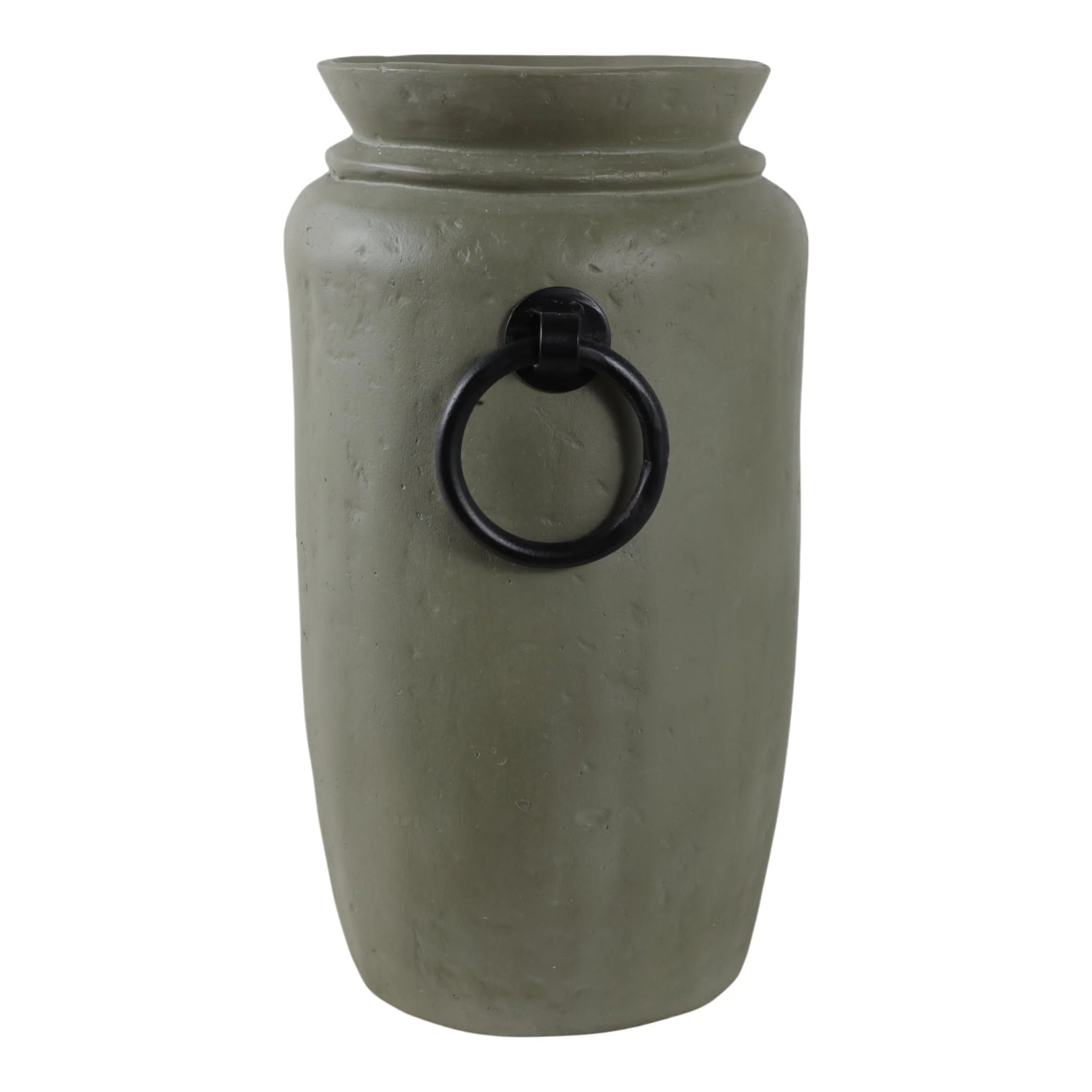 16x9" Ecomix Vase With Metal Handles, Green/ Black - Image 3
