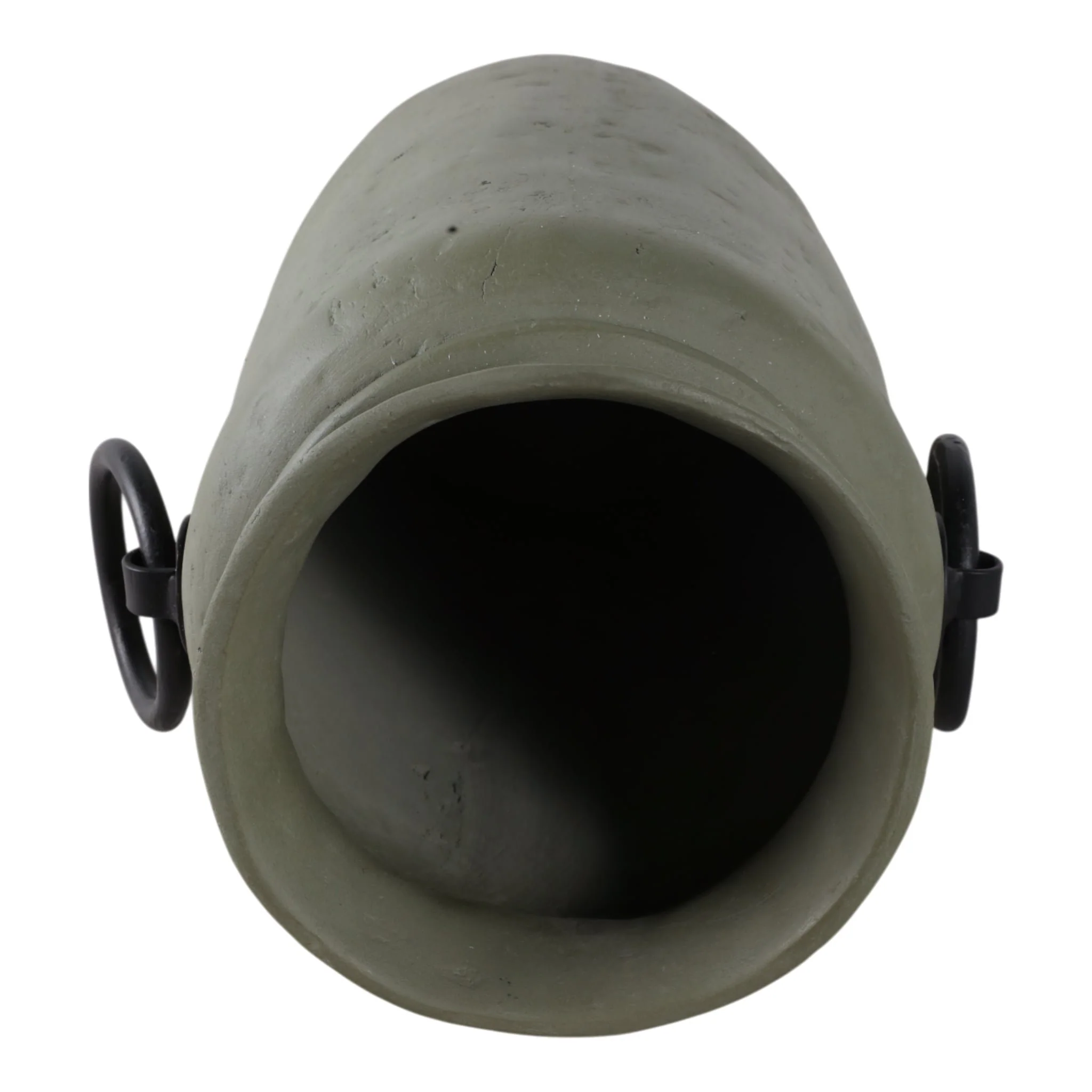 16x9" Ecomix Vase With Metal Handles, Green/ Black - Image 5