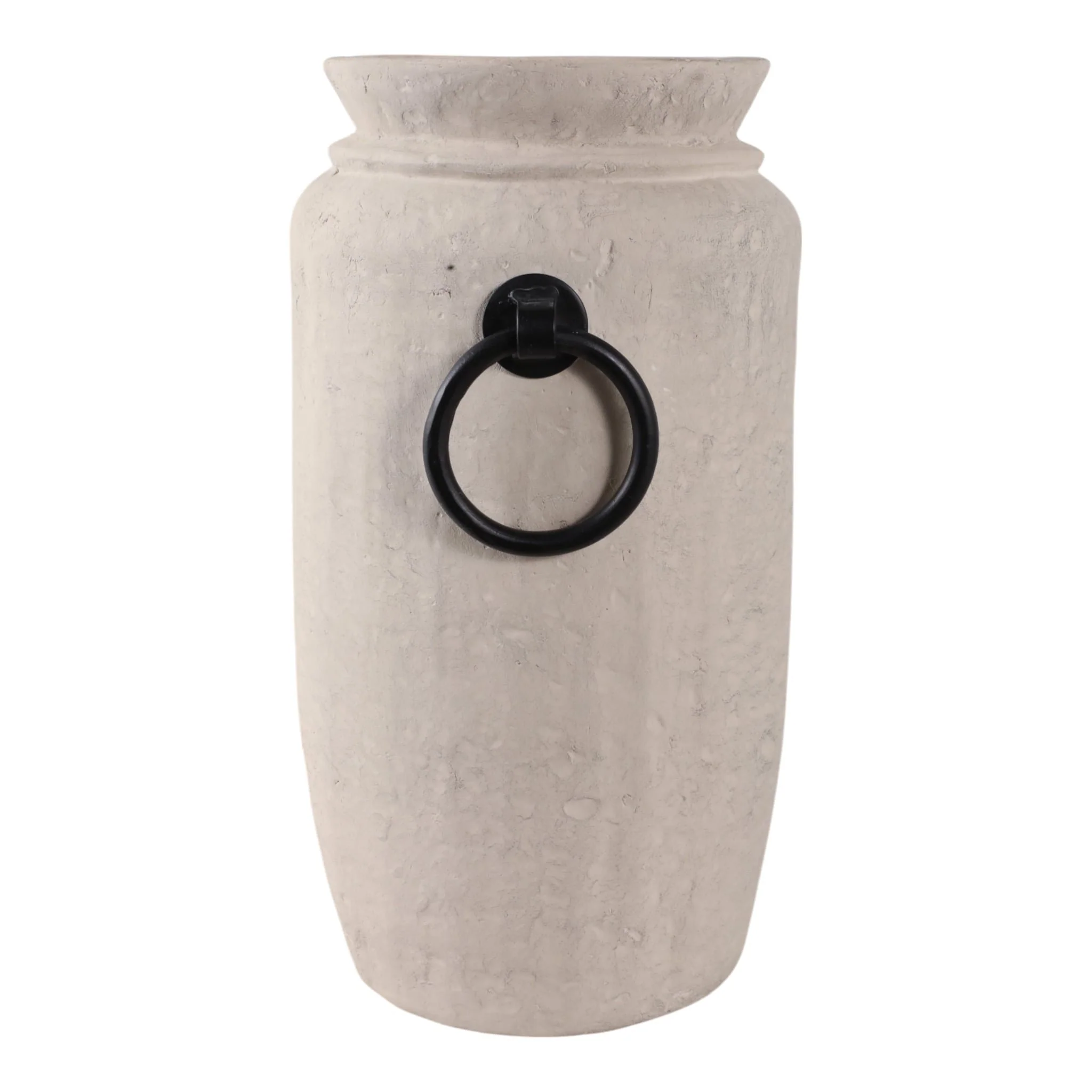 16x9" Ecomix Vase With Metal Handles, Ivory/ Black - Image 3