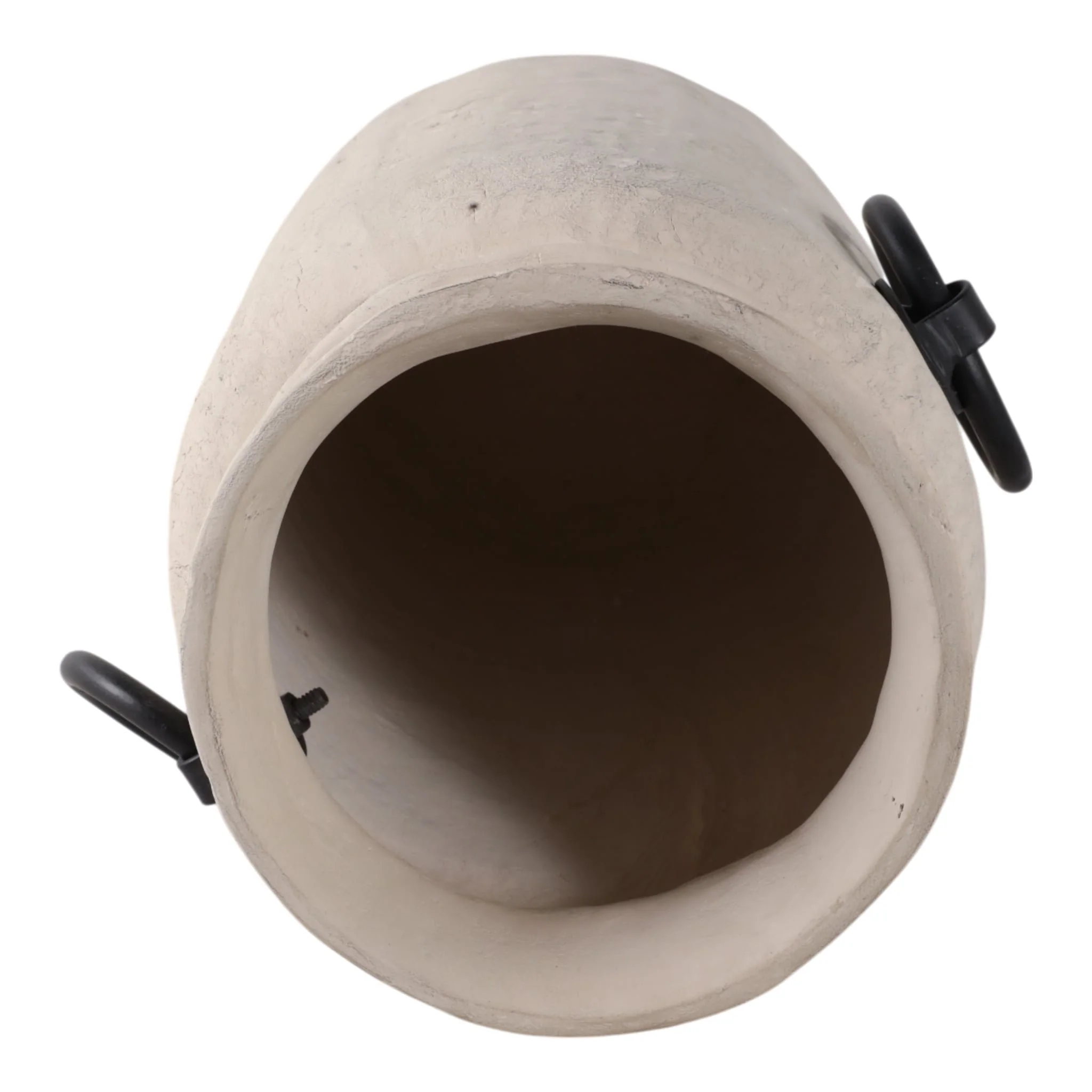 16x9" Ecomix Vase With Metal Handles, Ivory/ Black - Image 6
