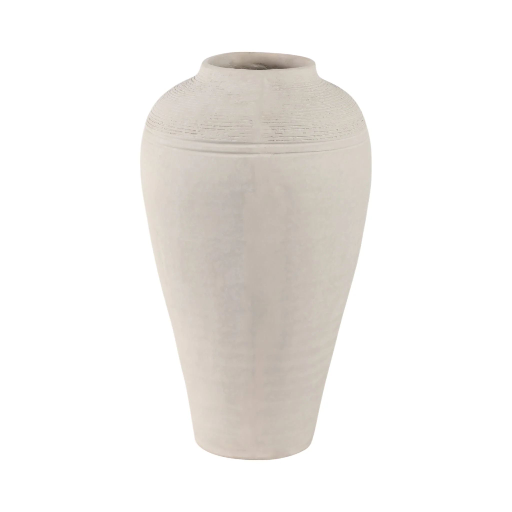 16x9" Paper Mache Ribbed Floor Vase, Ivory - Image 3