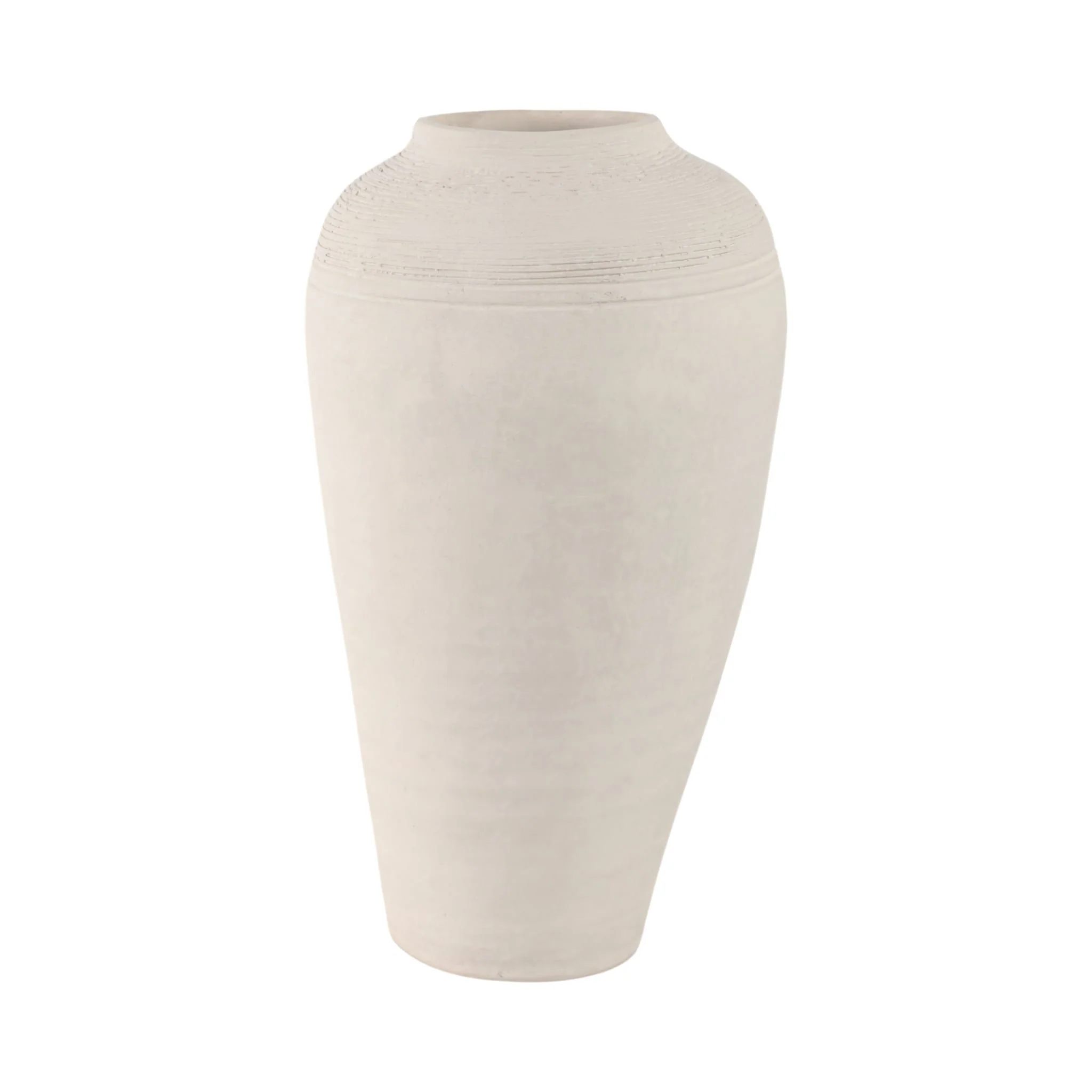 16x9" Paper Mache Ribbed Floor Vase, Ivory - Image 4