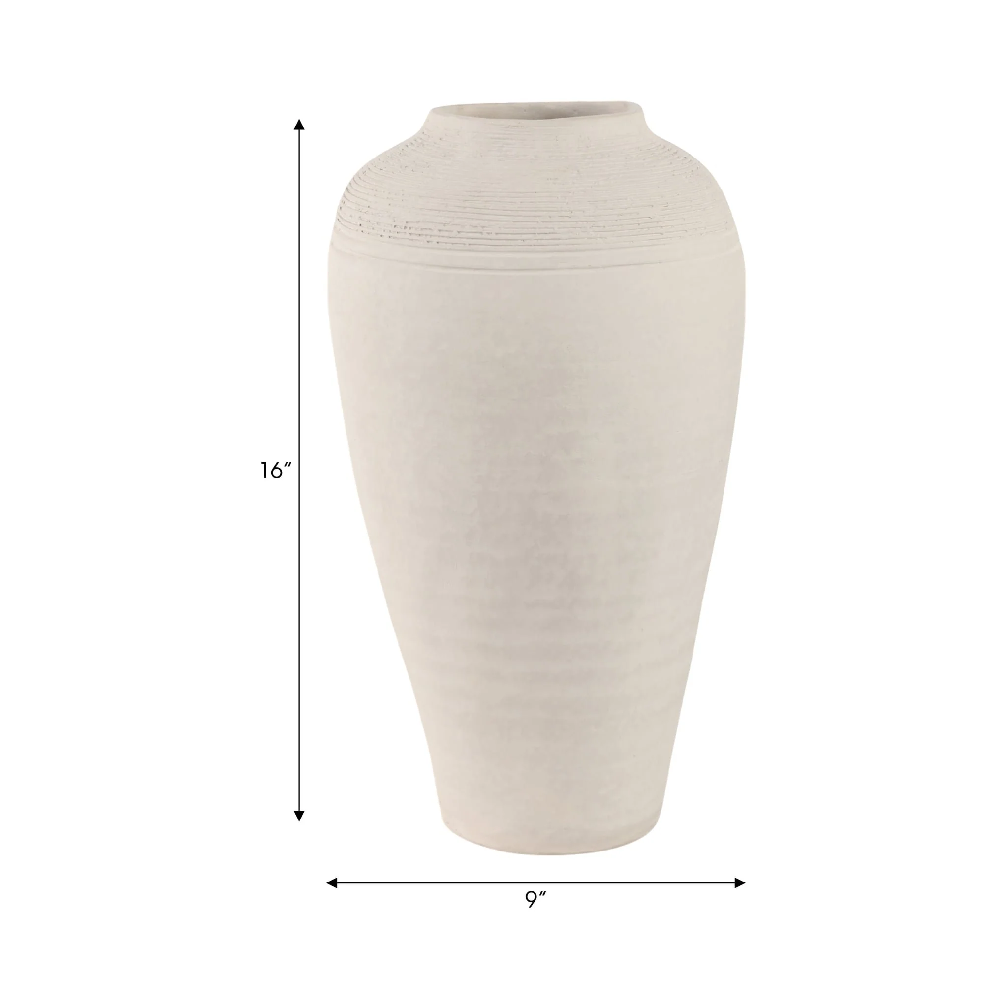 16x9" Paper Mache Ribbed Floor Vase, Ivory - Image 8