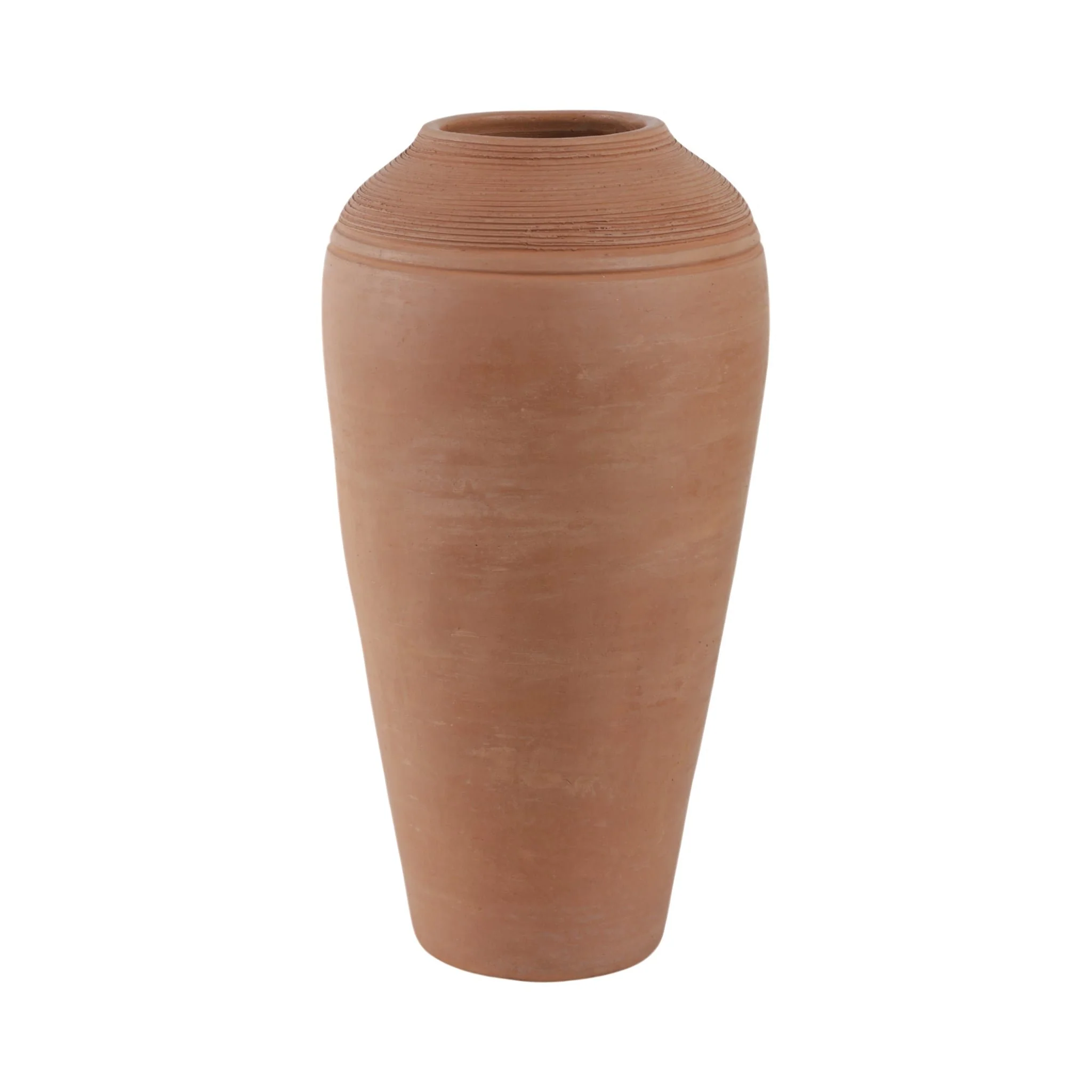 16x9" Terracotta Ribbed Floor Vase, Natural - Image 3
