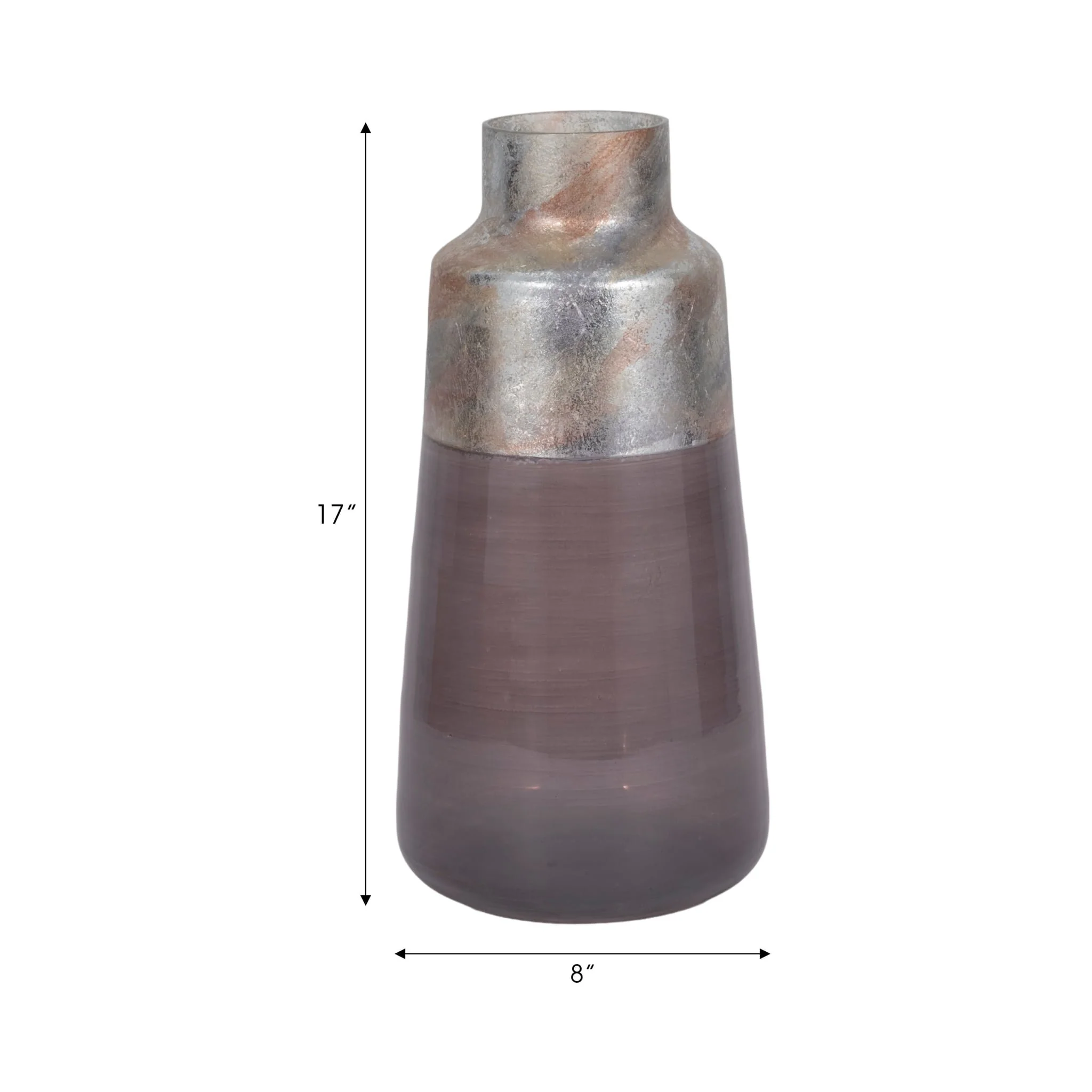 17" 2-tone Glass Vase, Grey Multi - Image 8