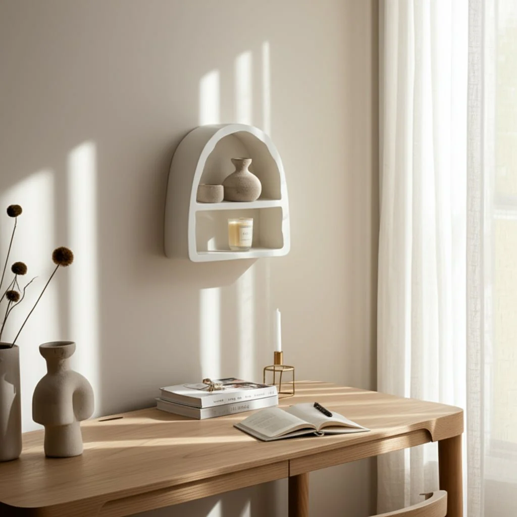 17" Curved 2-shelf Wall Storage, White - Image 8