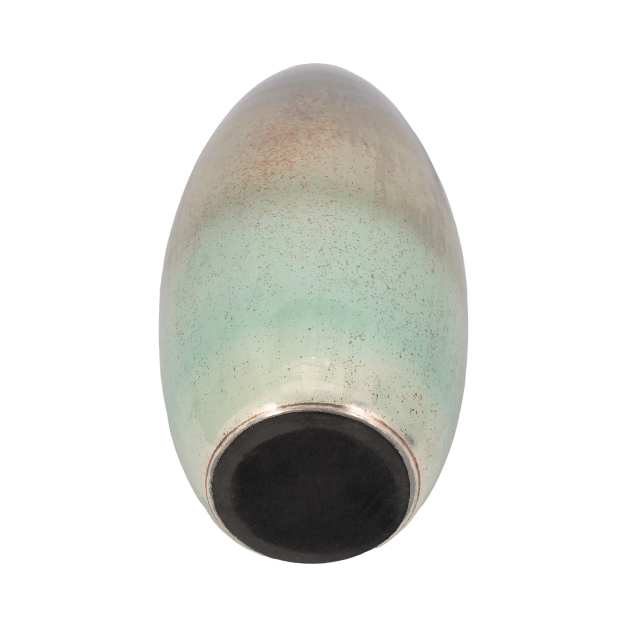 17" Curved Glass Vase Green Mercury Ombre, Multi - Image 6