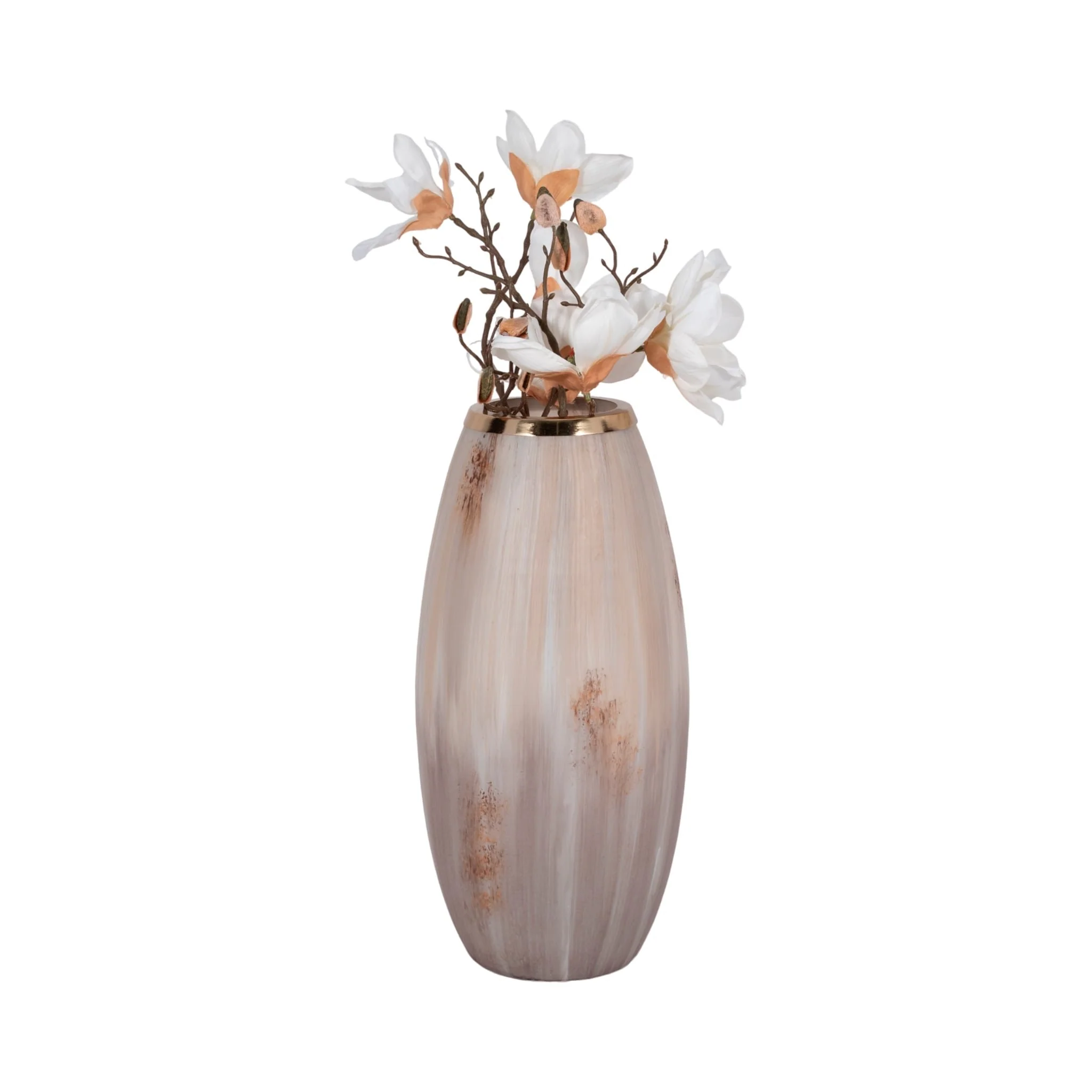 17" Curved Glass Vase Opal Finish, Ivory Multi - Image 2