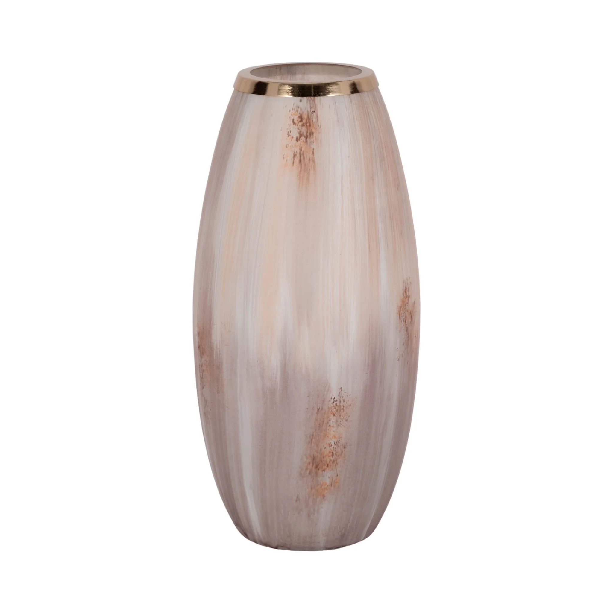 17" Curved Glass Vase Opal Finish, Ivory Multi - Image 3