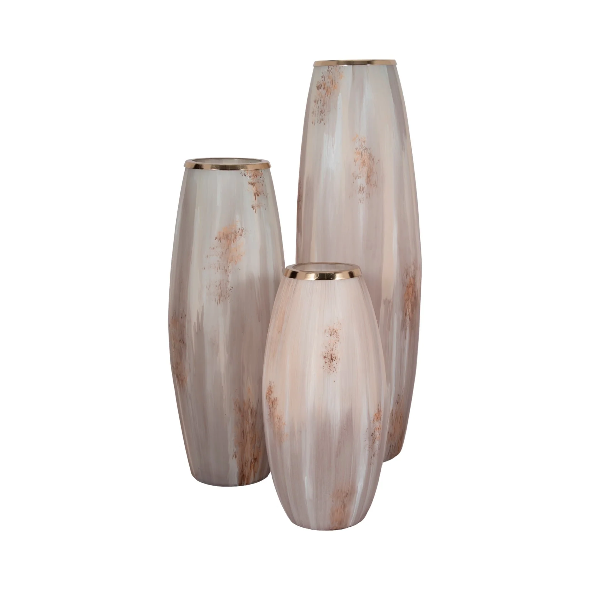 17" Curved Glass Vase Opal Finish, Ivory Multi - Image 7