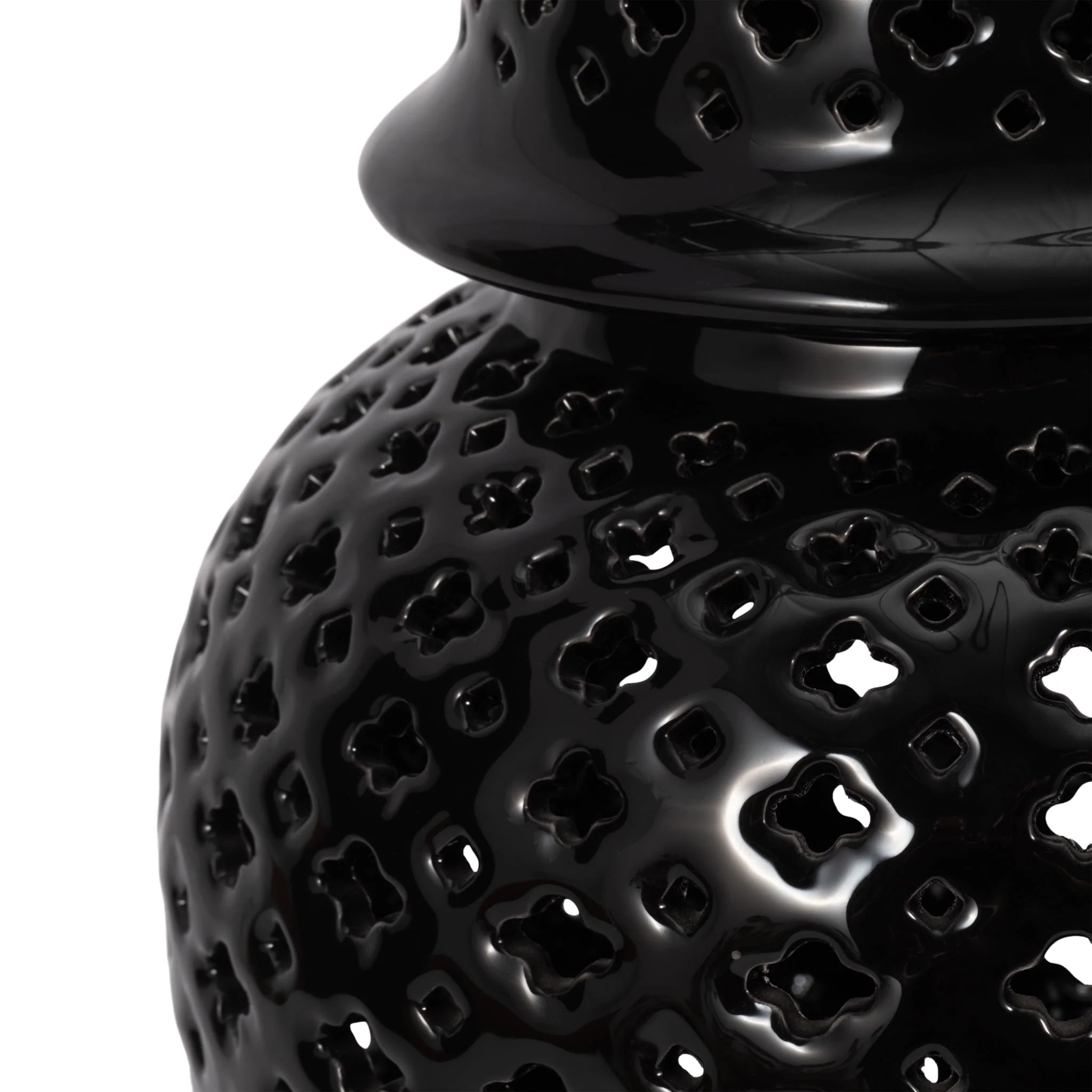 17" Cut-out Clover Temple Jar, Black - Image 5