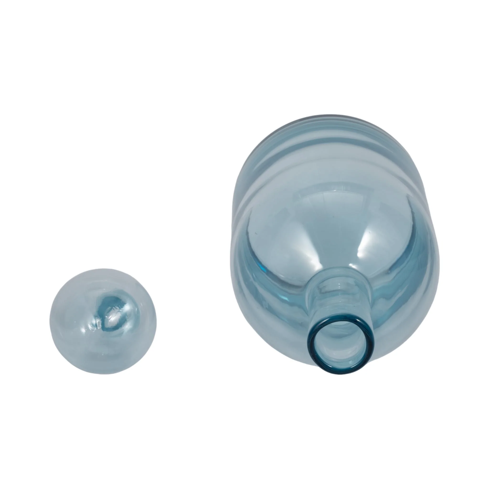 17" Glass Bottle With Stopper, Light Blue - Image 5