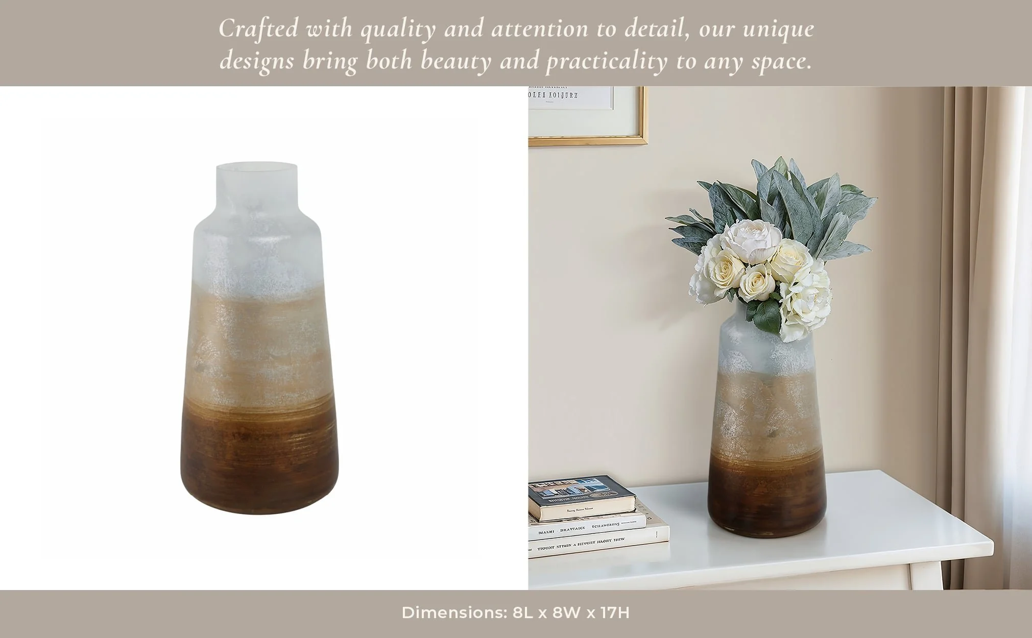17" Gold Ombre Glass Vase, White/gold - Image 11