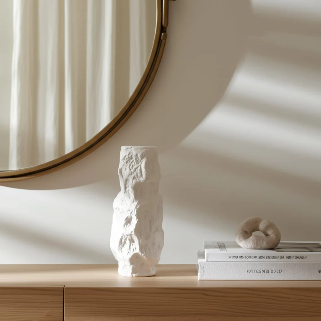17" Jagged Textured Vase, White - Image 10