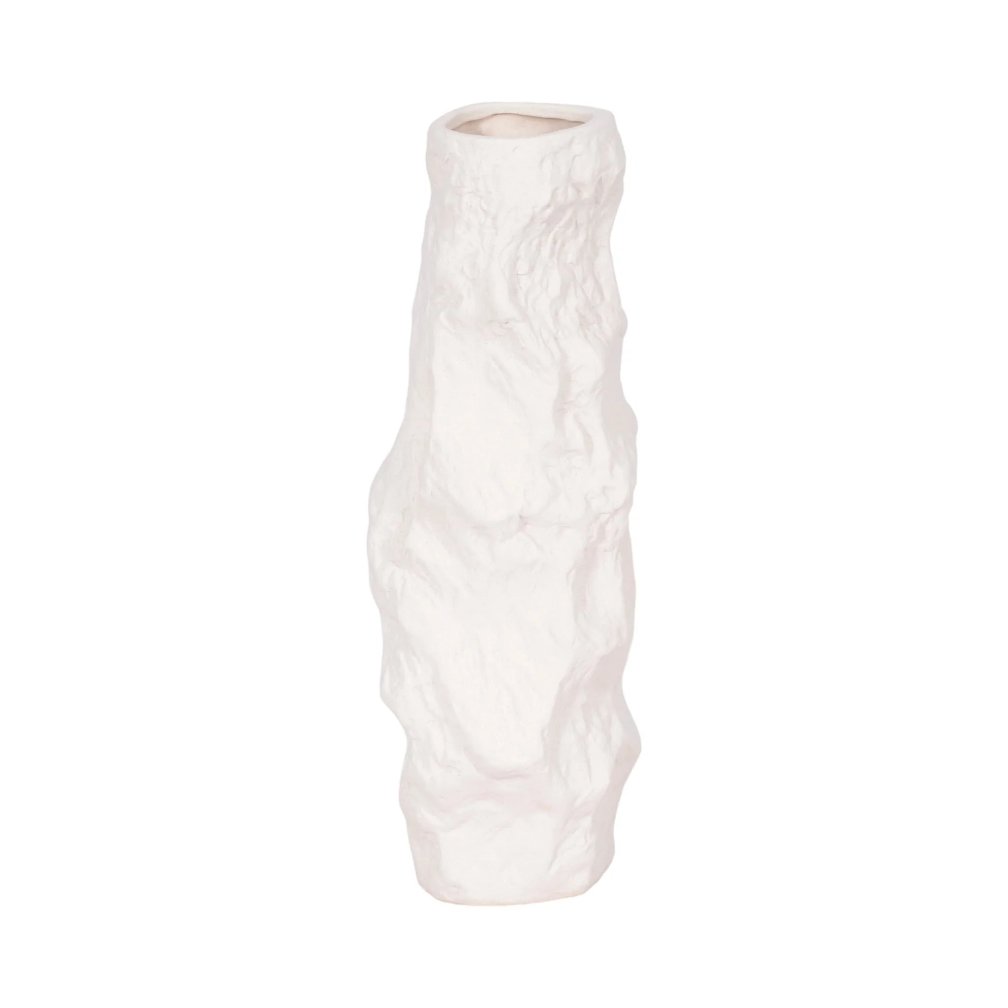 17" Jagged Textured Vase, White - Image 3