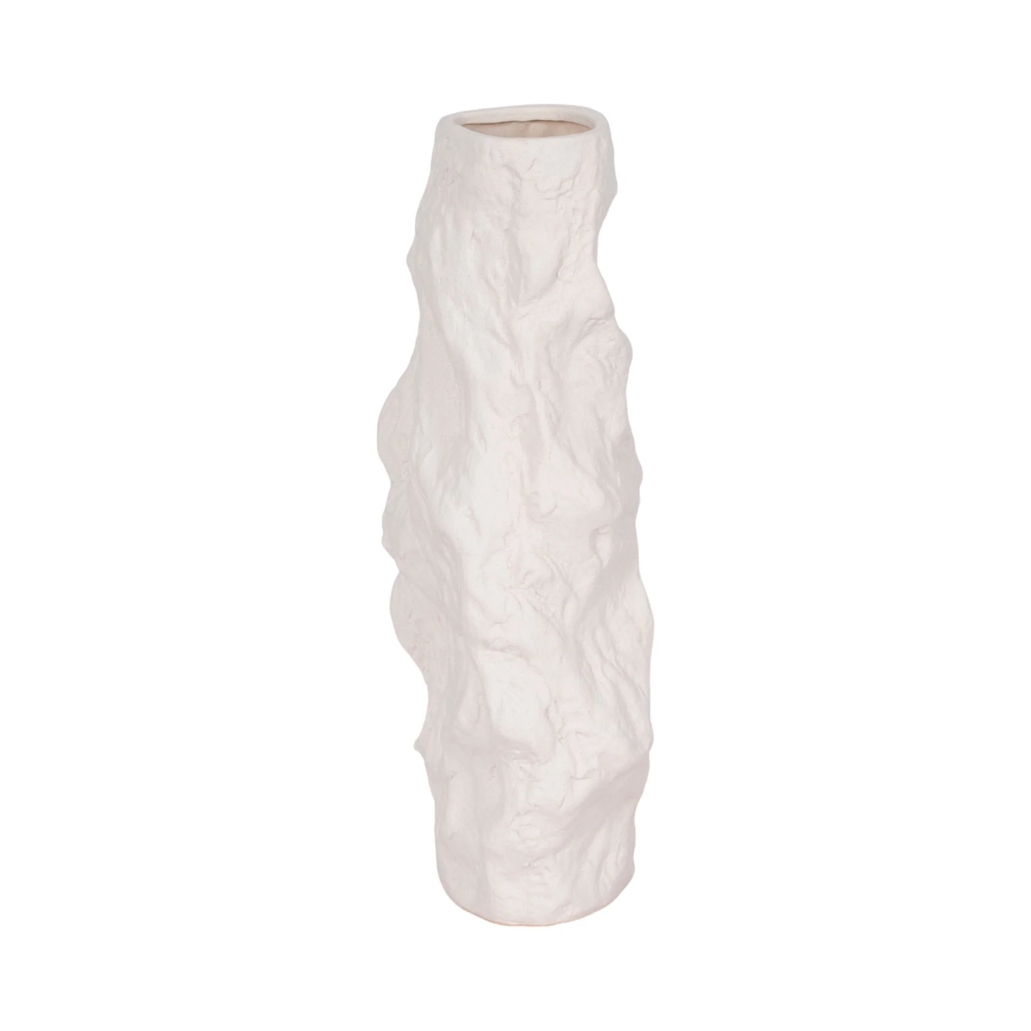 17" Jagged Textured Vase, White - Image 4