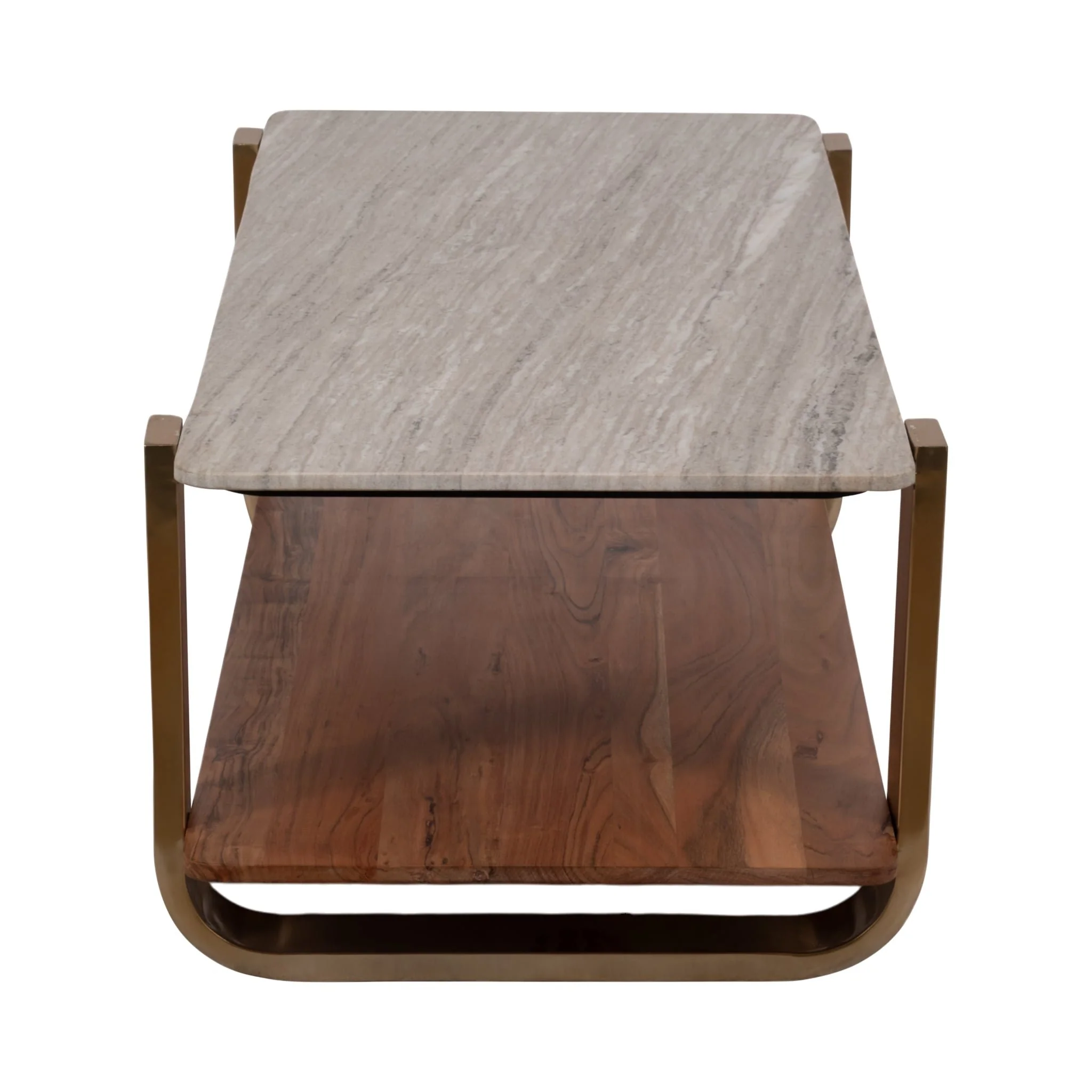 17" Marble Top Rectangle Coffee, Gold Kd - Image 3