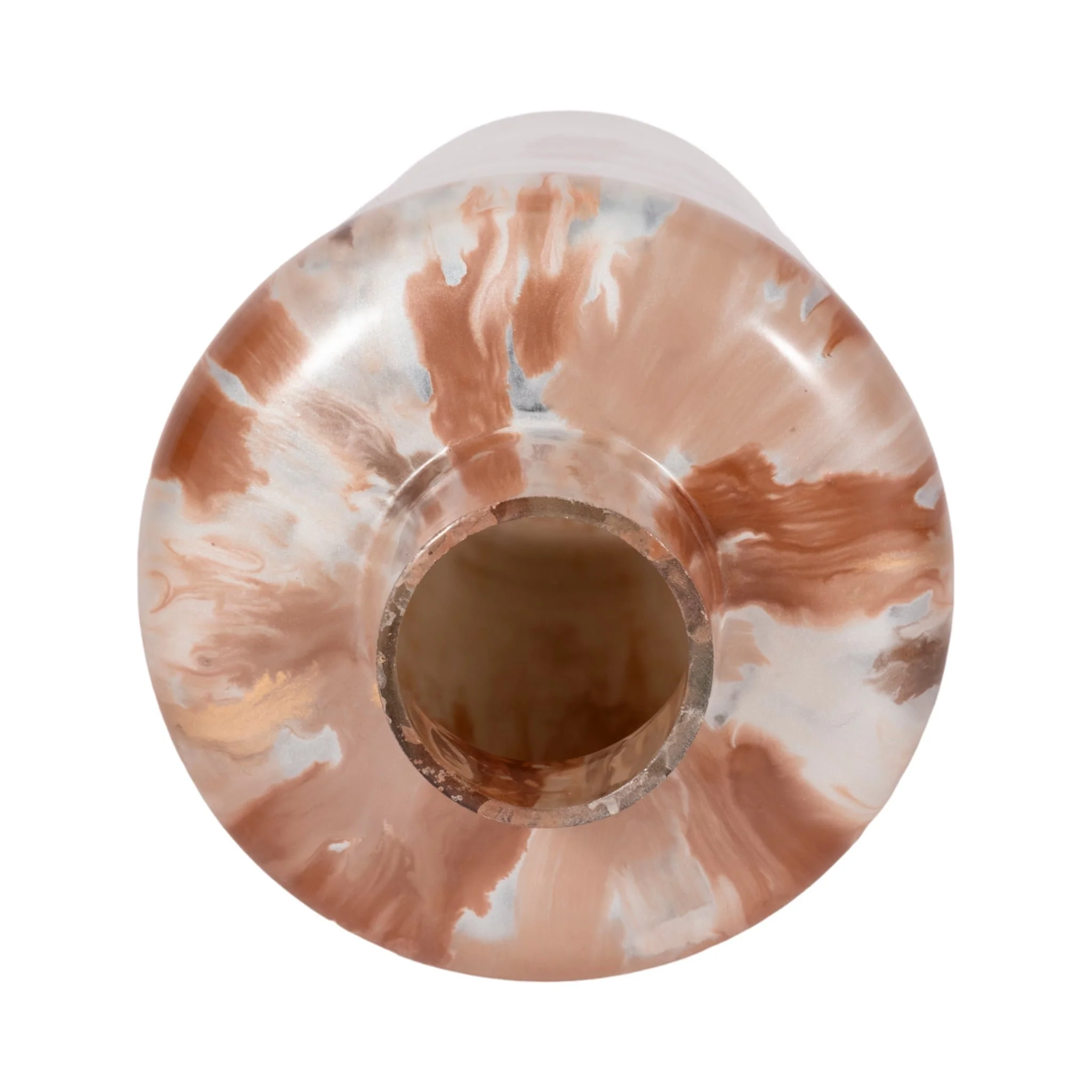 17" Nude Drip Finish Glass Floor Vase, Tan Multi - Image 5