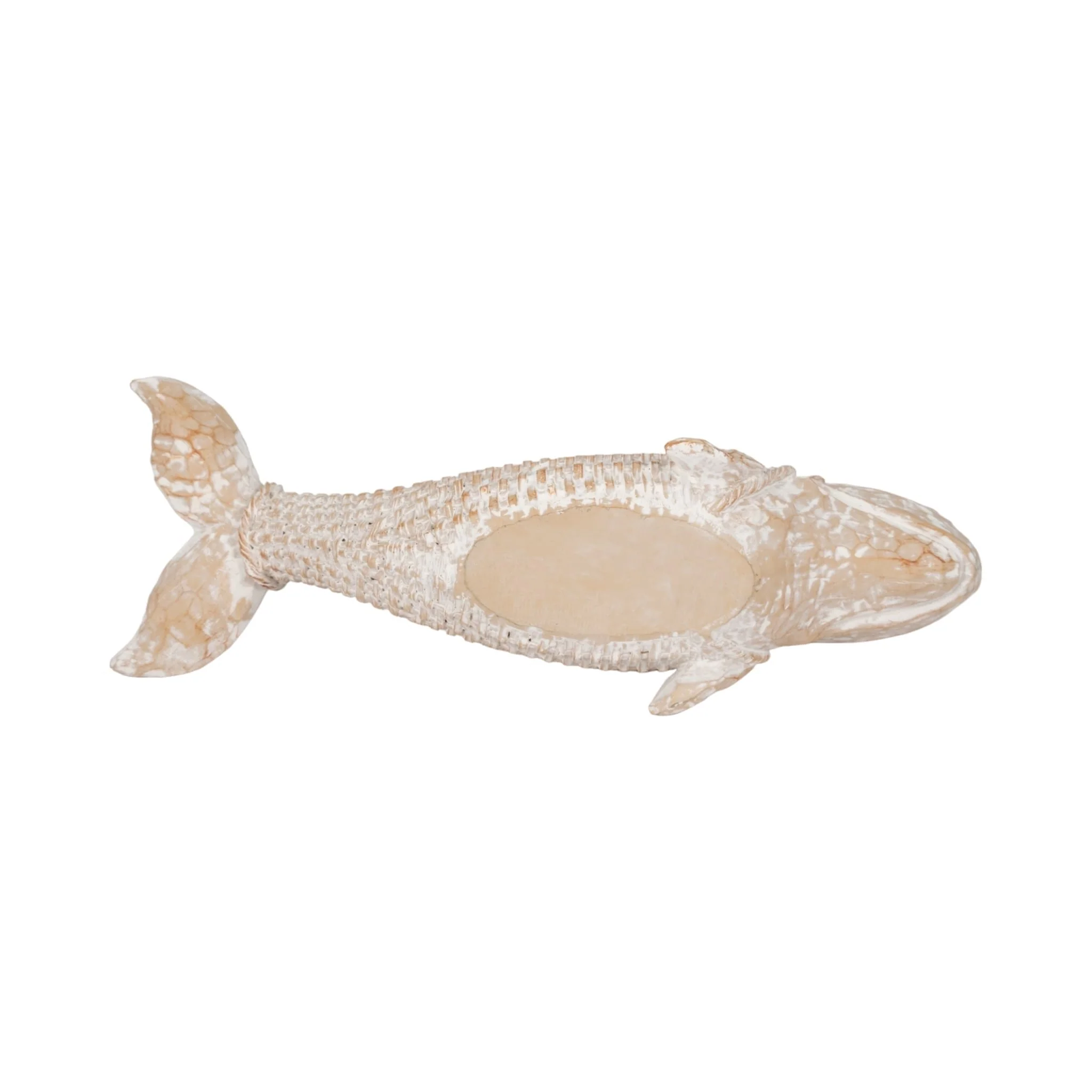 17" Resin Wicker Beluga Whale, White - Image 7