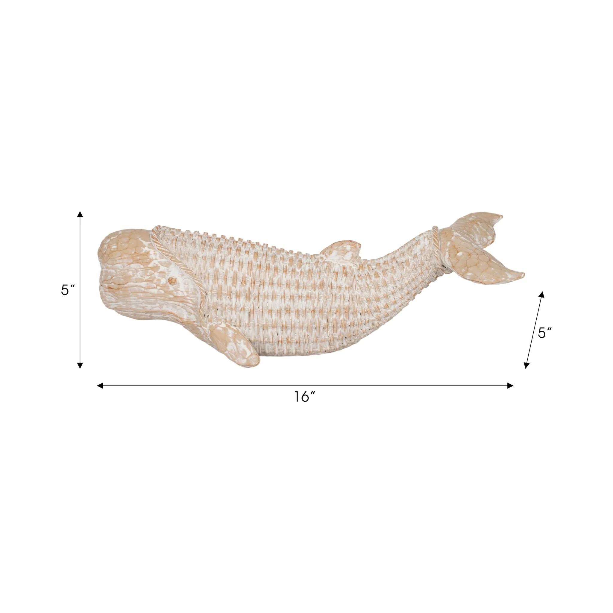 17" Resin Wicker Beluga Whale, White - Image 8