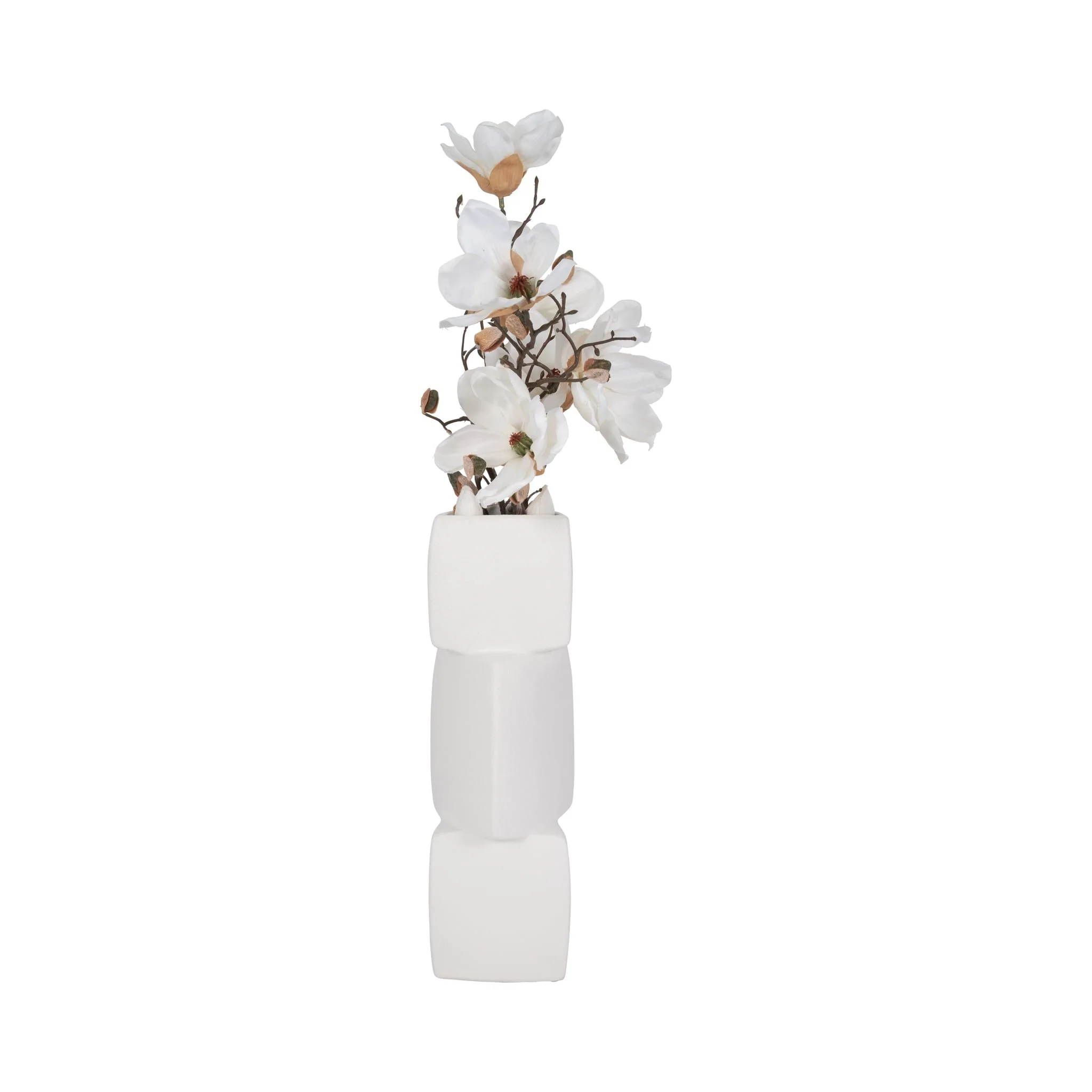 17" Stacked Triangle Rough Vase,ivory - Image 2