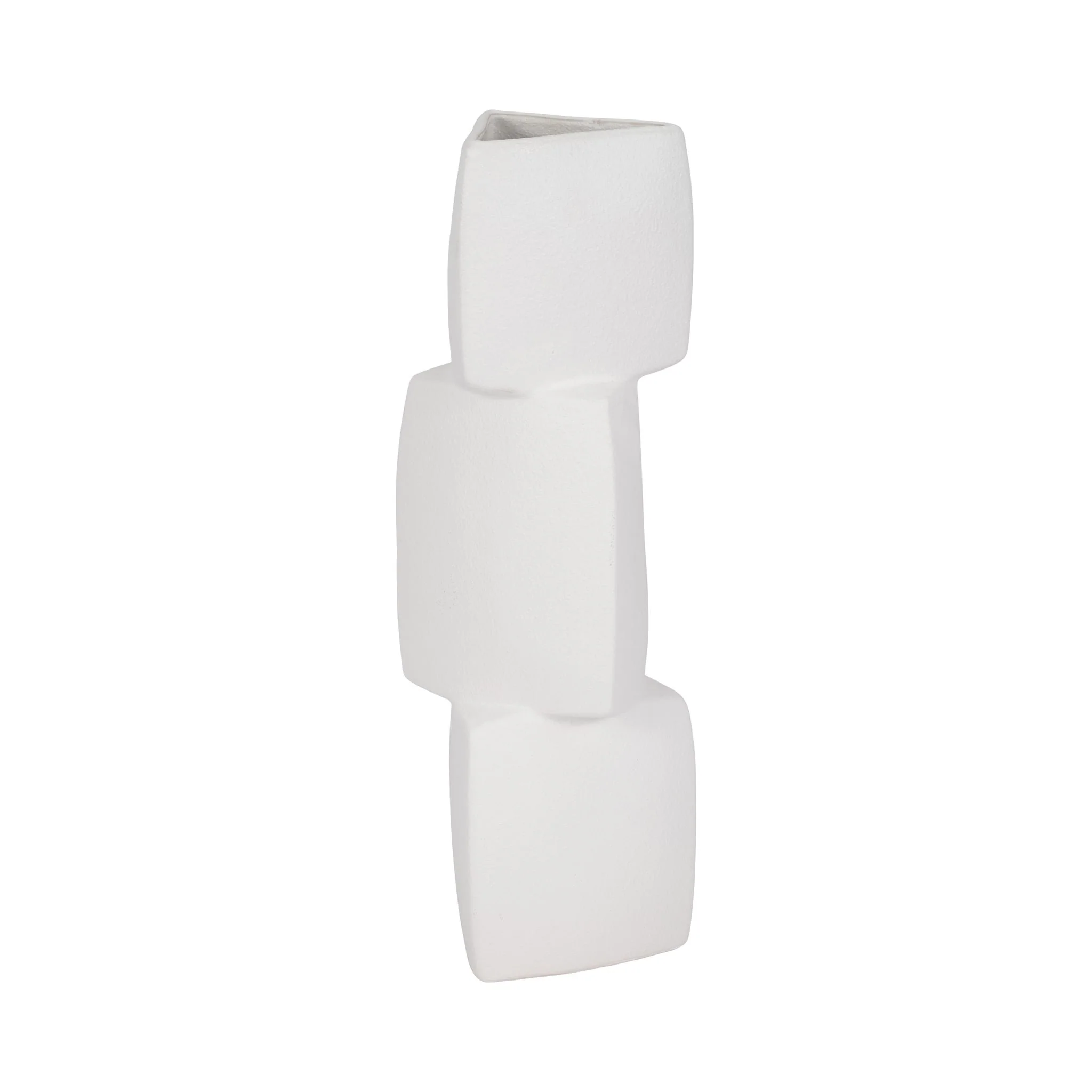 17" Stacked Triangle Rough Vase,ivory - Image 3