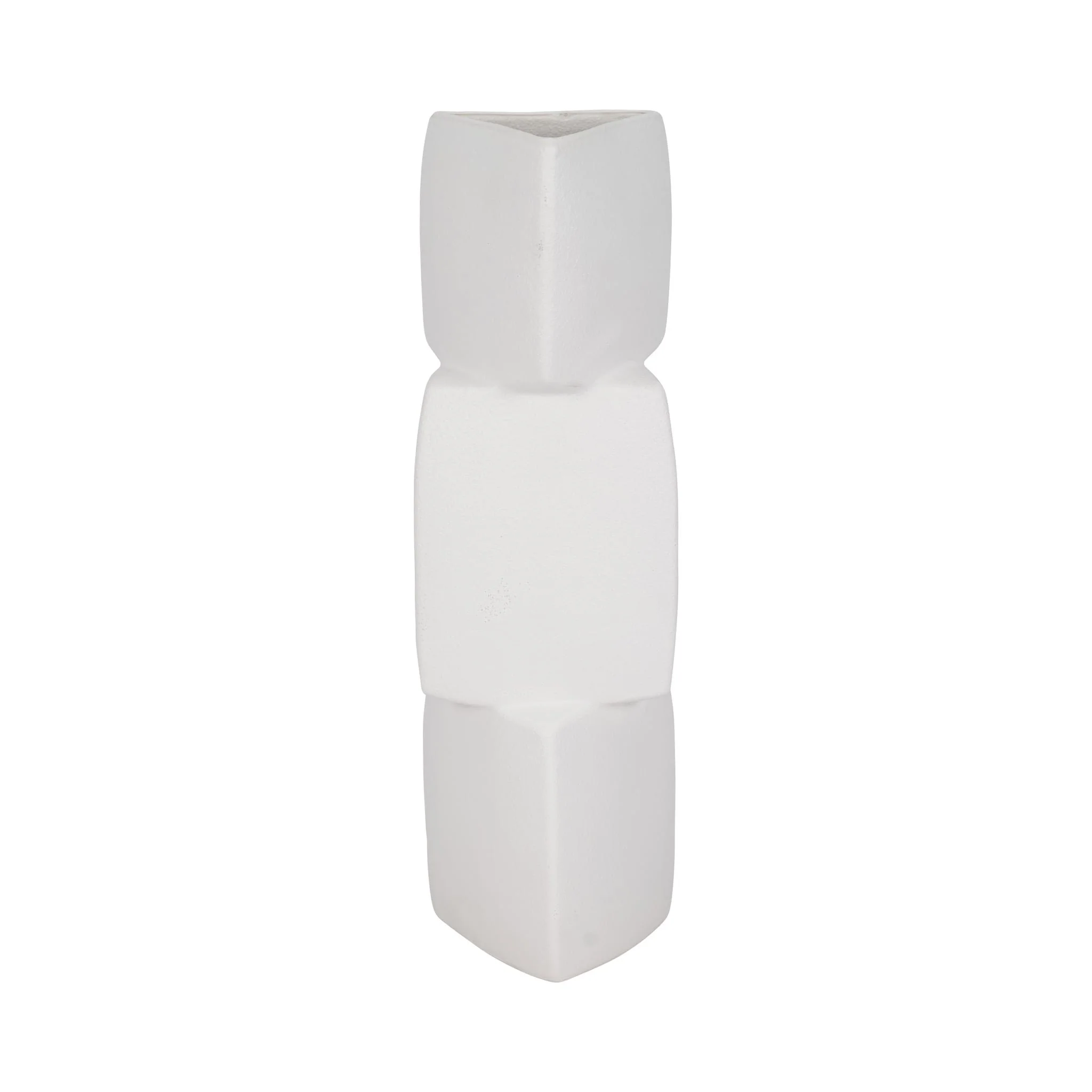 17" Stacked Triangle Rough Vase,ivory - Image 4